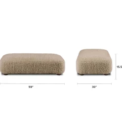 Berkley 59" Ottoman - Long Shearling Taupe