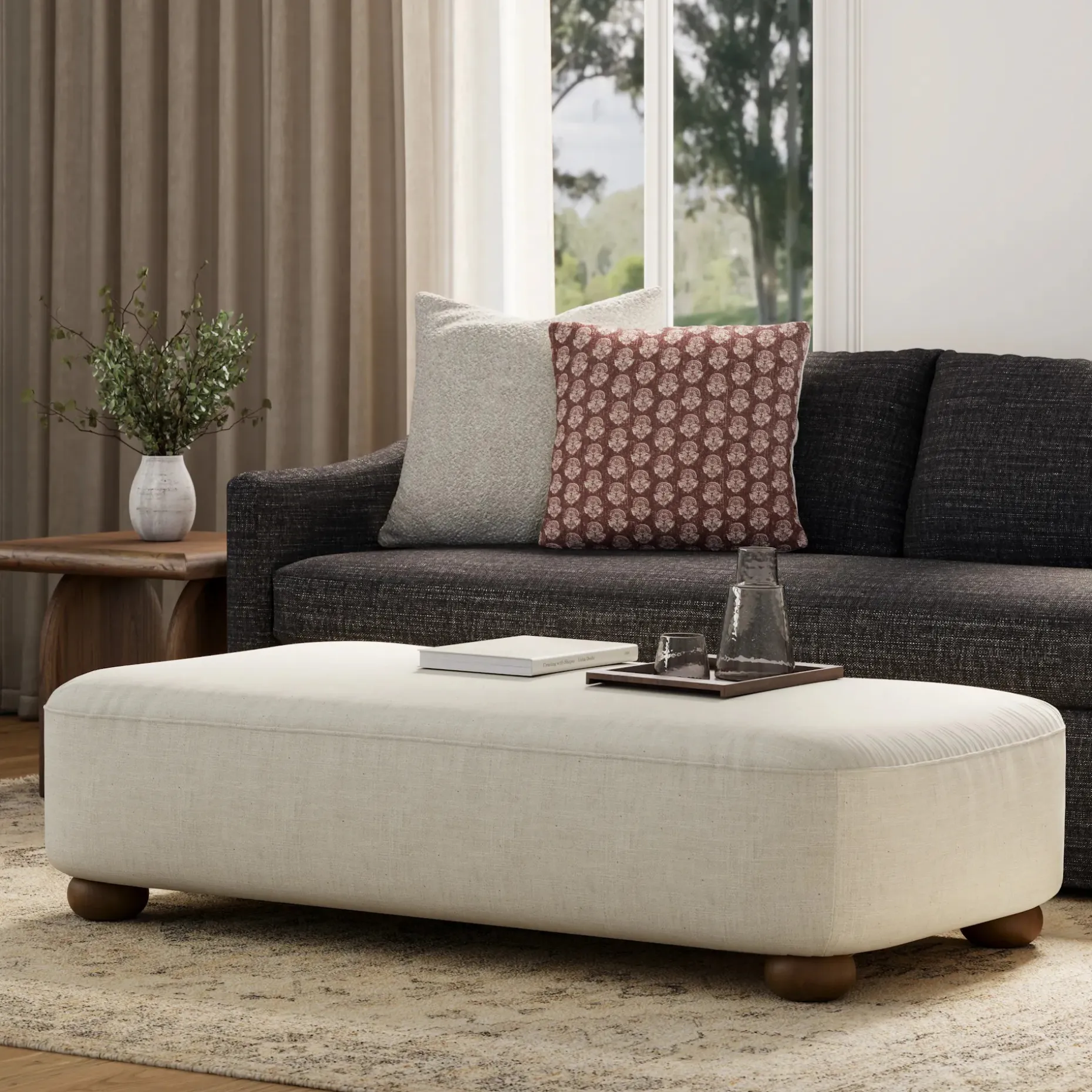 Berkley 59" Ottoman - Salt Beige