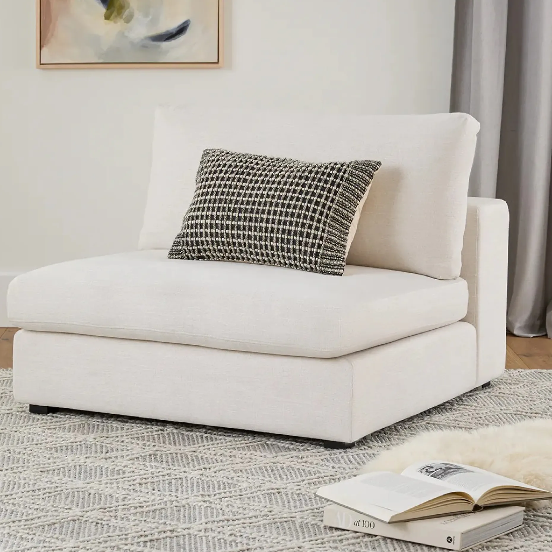 Beta 39.5" Armless Chair Module - Quartz White