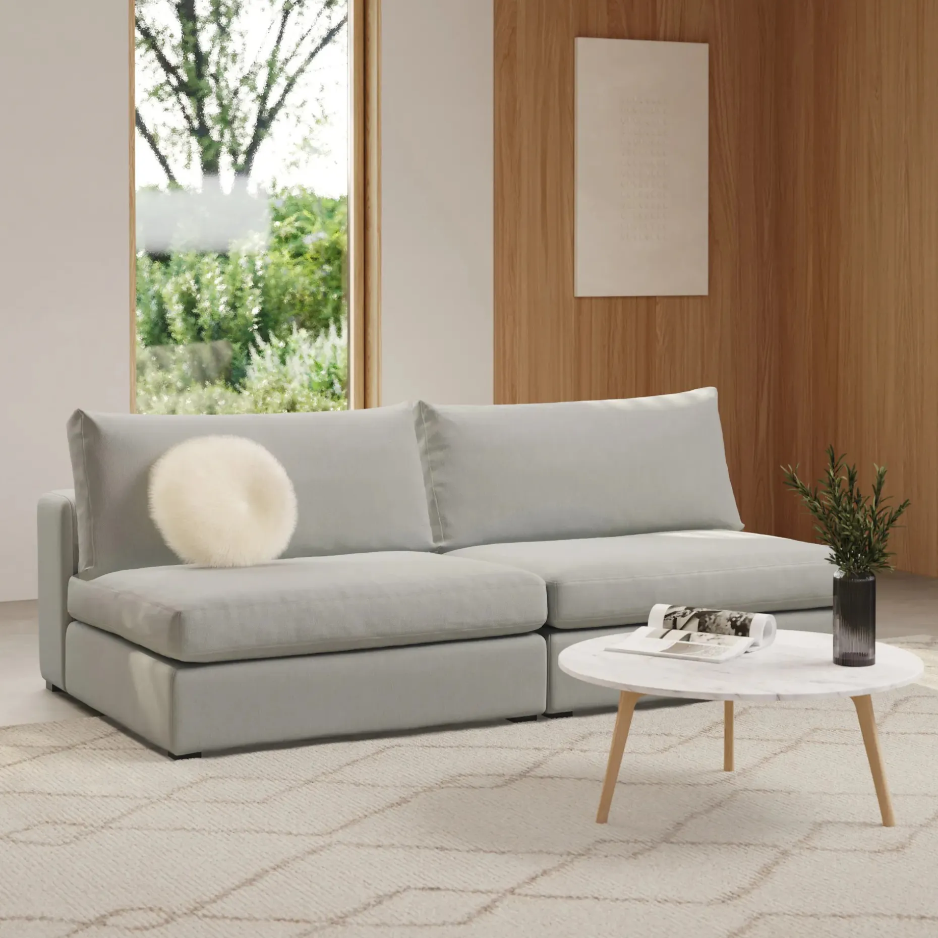 Beta 79" Armless Modular Sofa - Welsh Gray