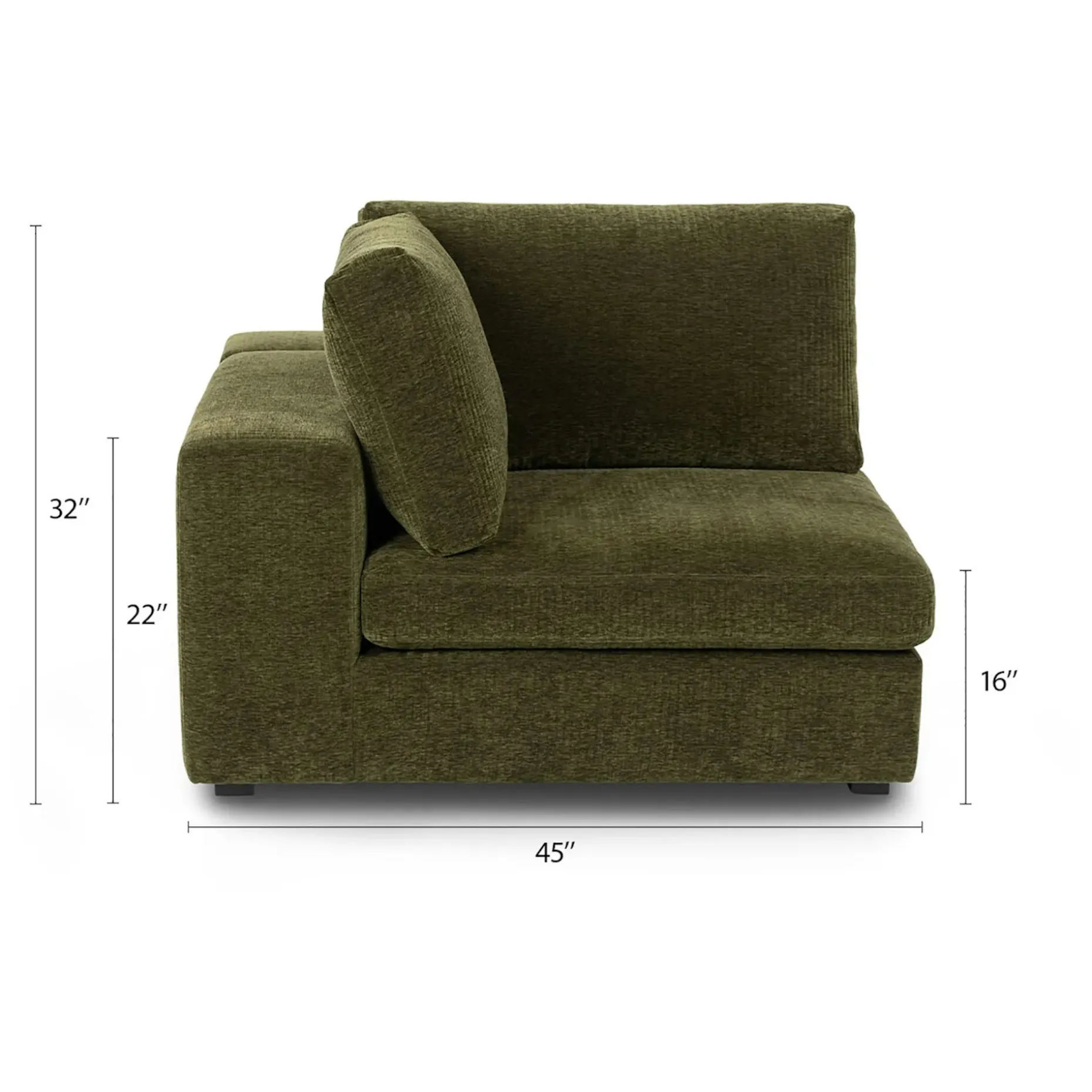 Beta 45" Corner Chair Module - Cypress Green
