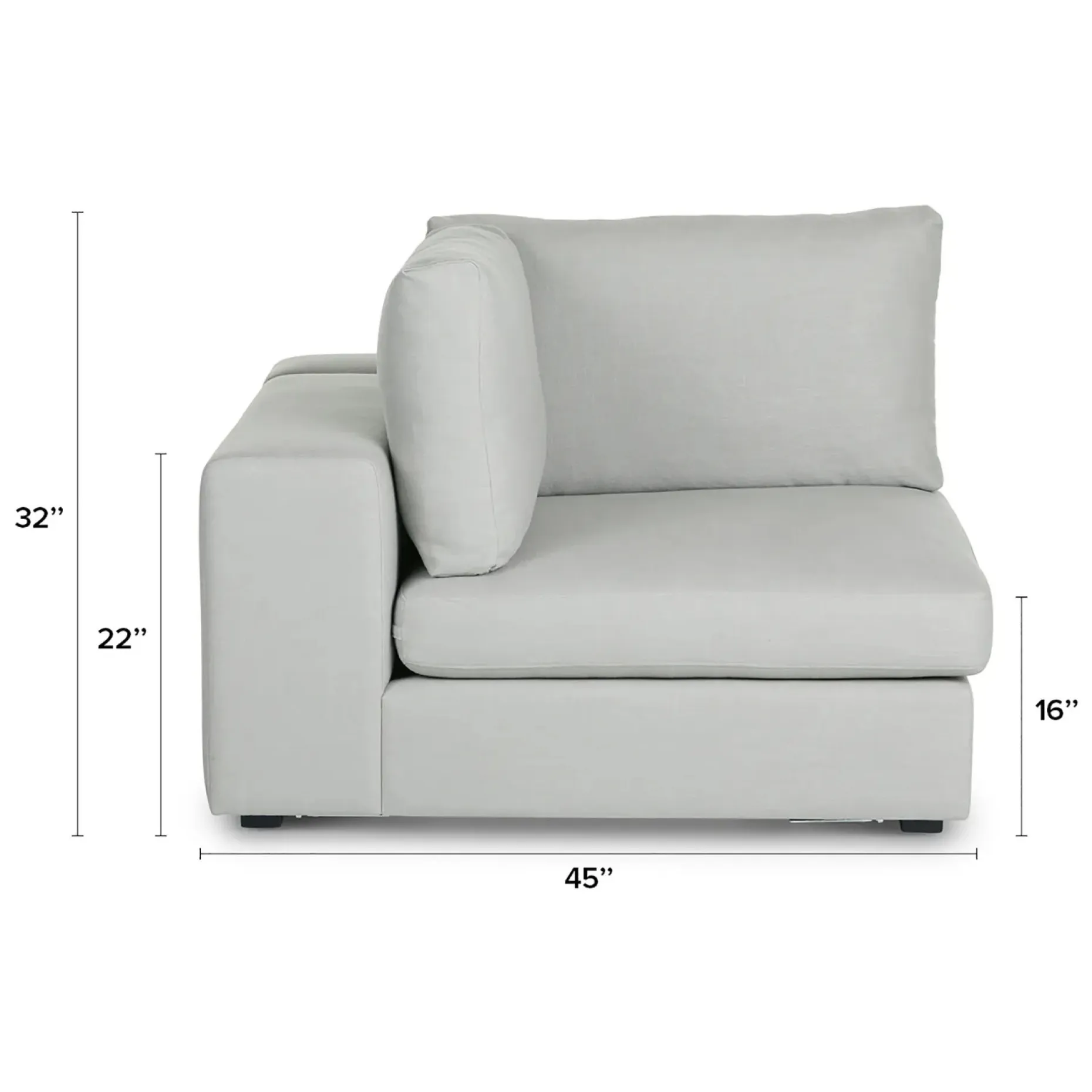 Beta 45" Corner Chair Module - Welsh Gray