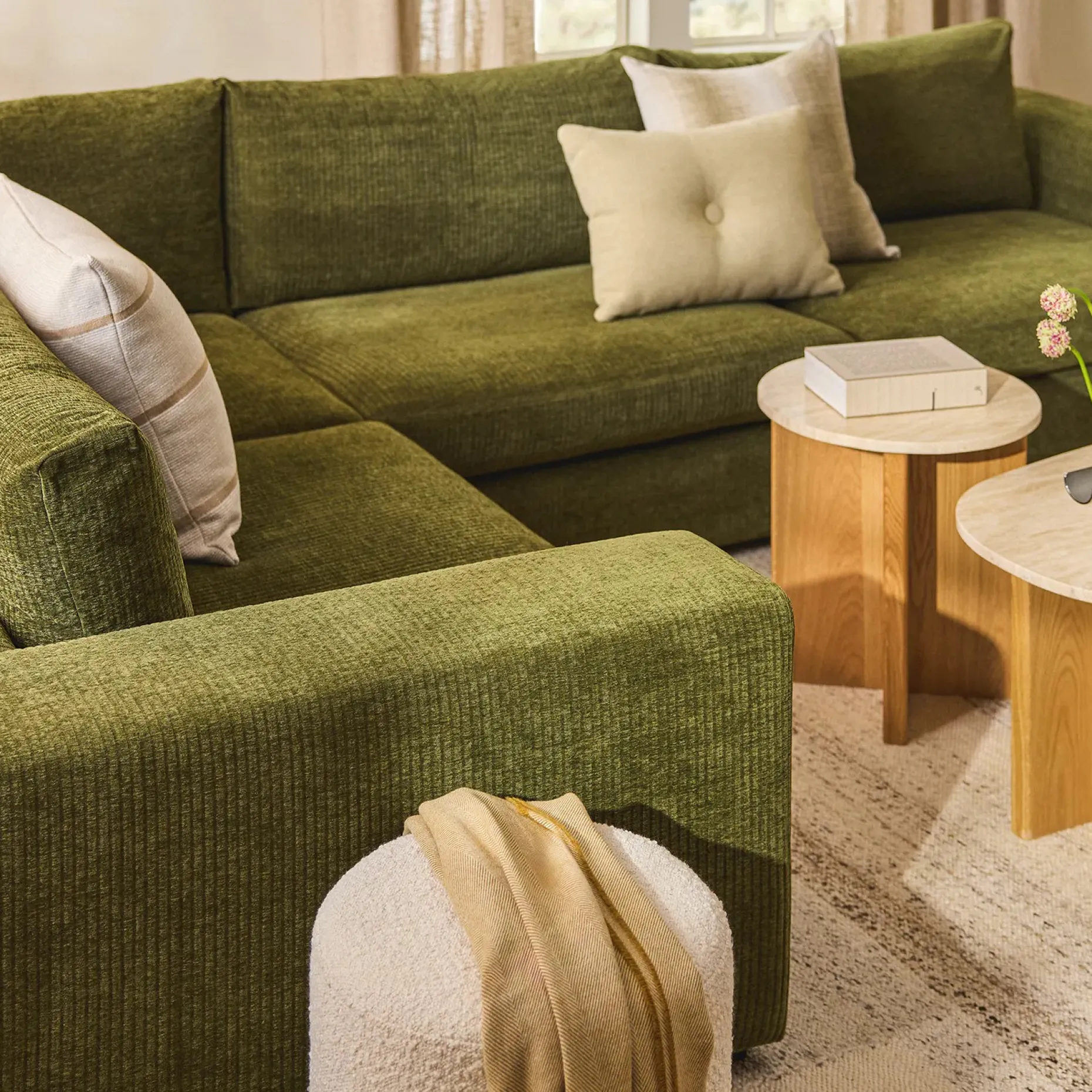 Beta 49" Left Arm Chair Module - Cypress Green
