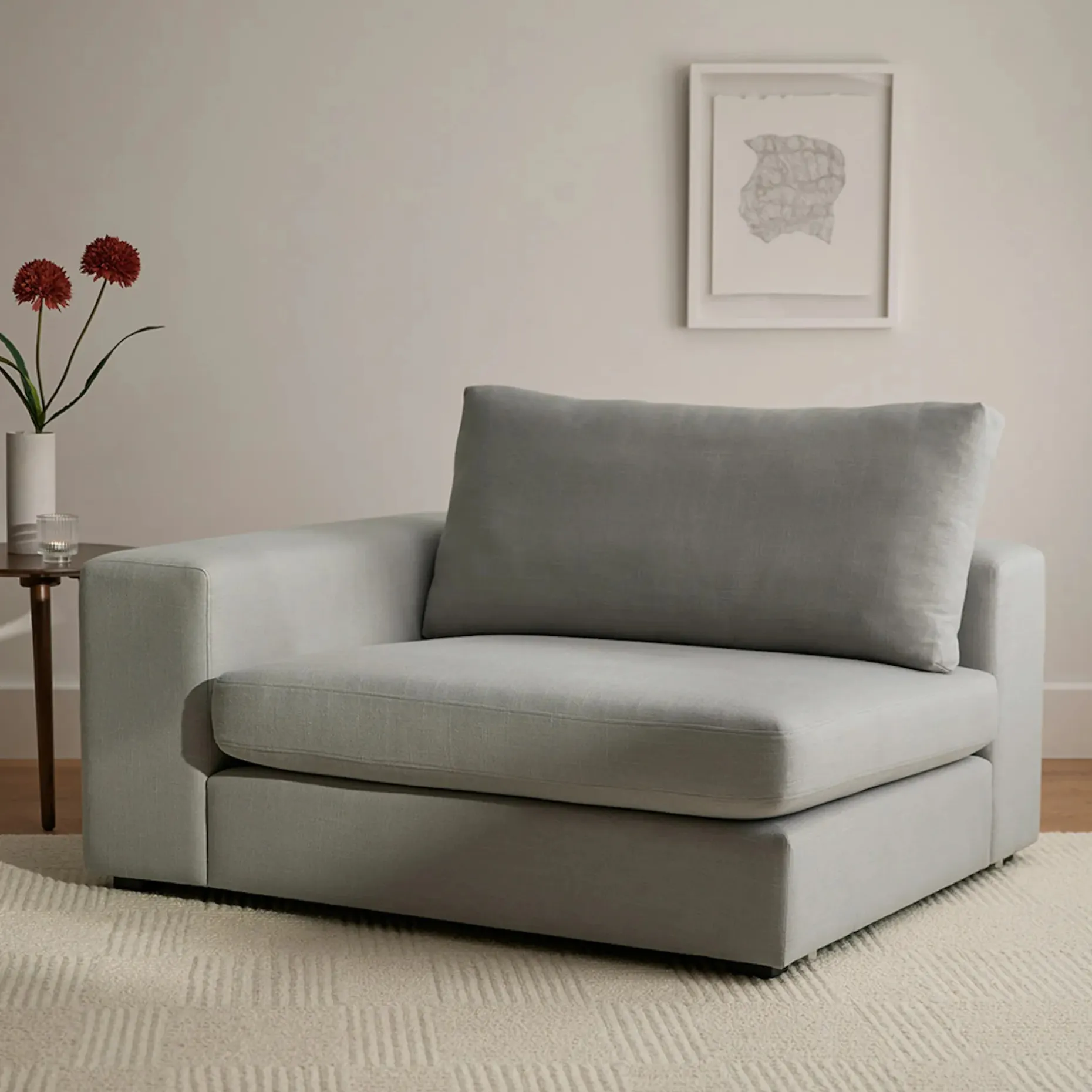 Beta 49" Left Arm Chair Module - Welsh Gray