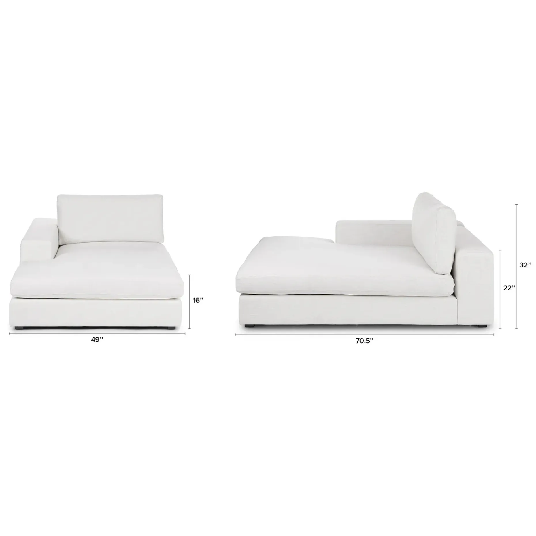 Beta 49" Left Chaise Module - Quartz White