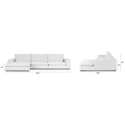 Beta 137.5" Left Modular Chaise Sectional - Quartz White