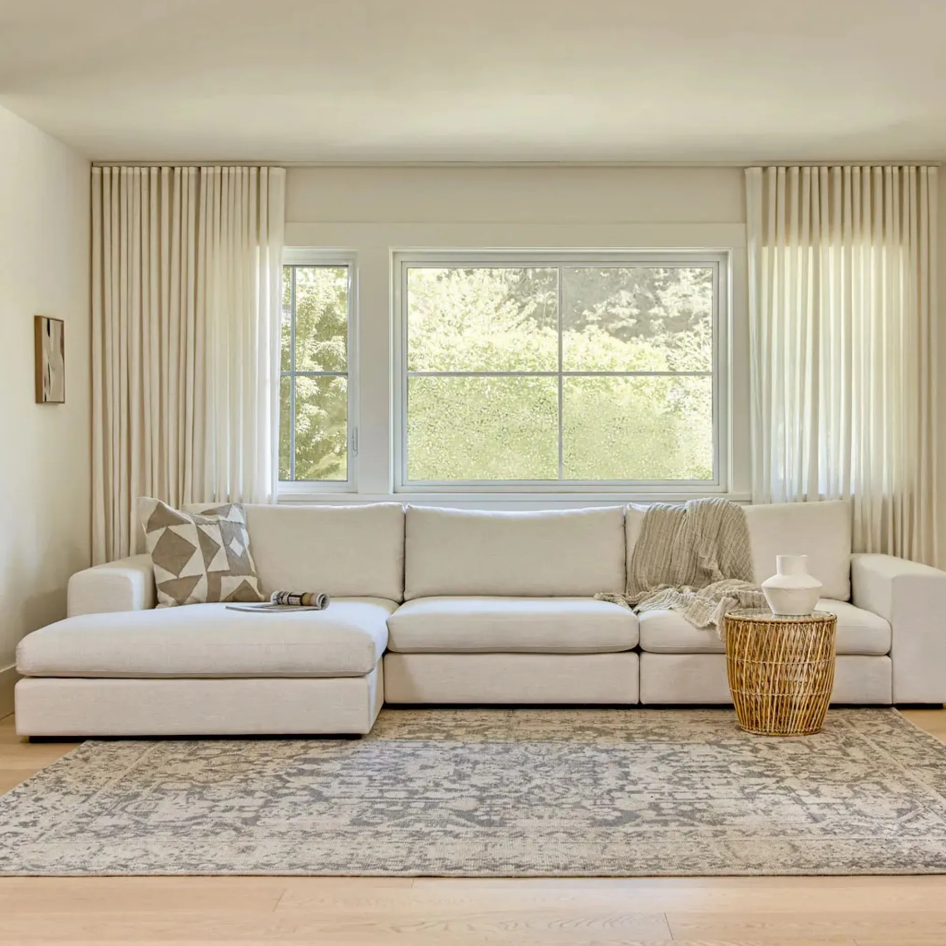 Beta 137.5" Left Modular Chaise Sectional - Quartz White