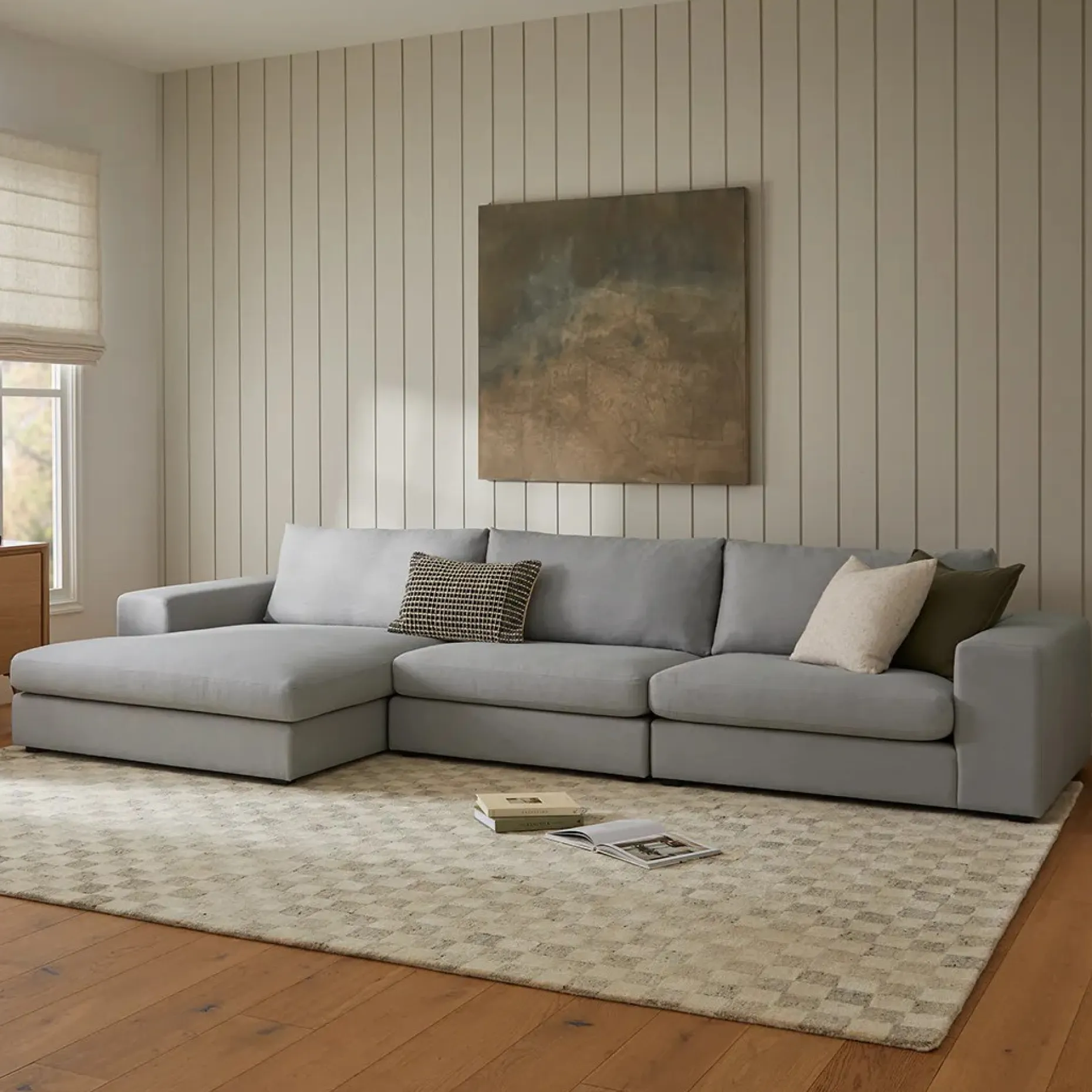 Beta 137.5" Left Modular Chaise Sectional - Welsh Gray