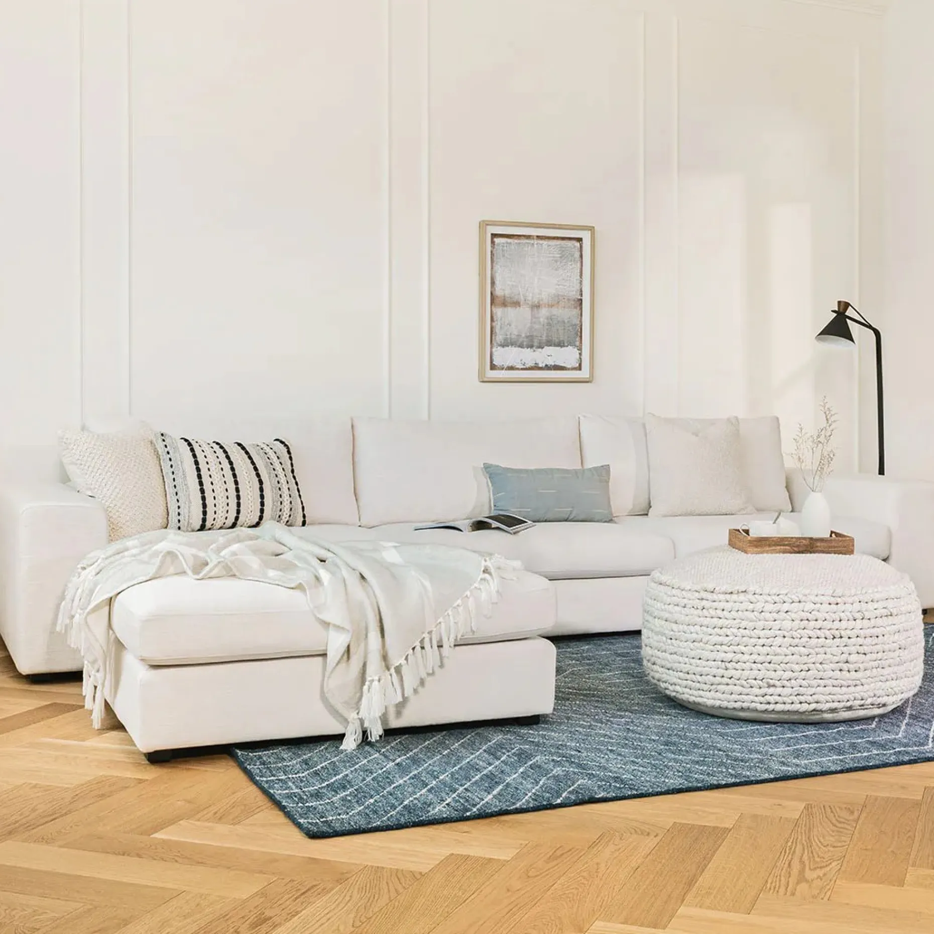 Beta 133.5" Left Modular Sectional - Quartz White