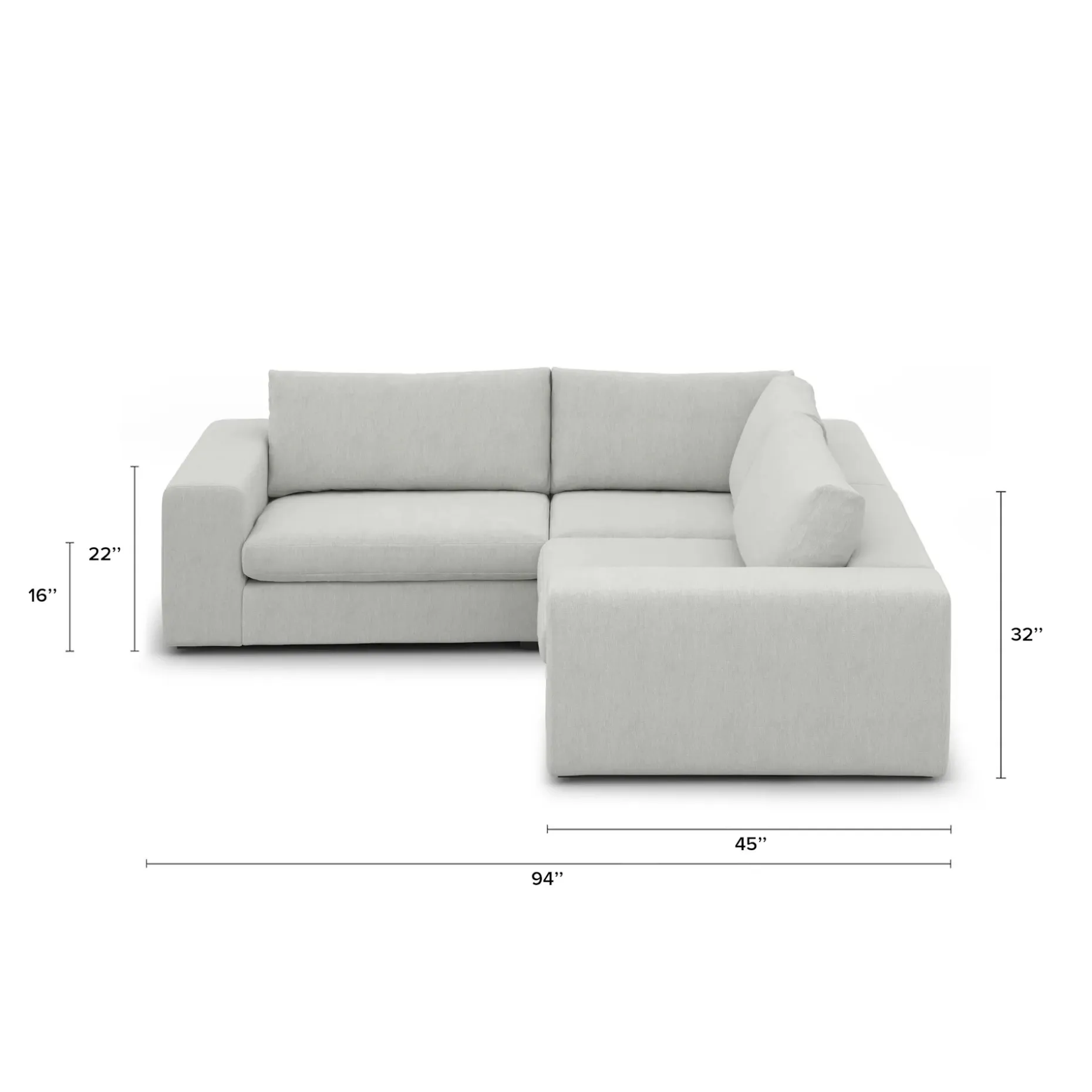 Beta 94" Modular Corner Sectional - Welsh Gray