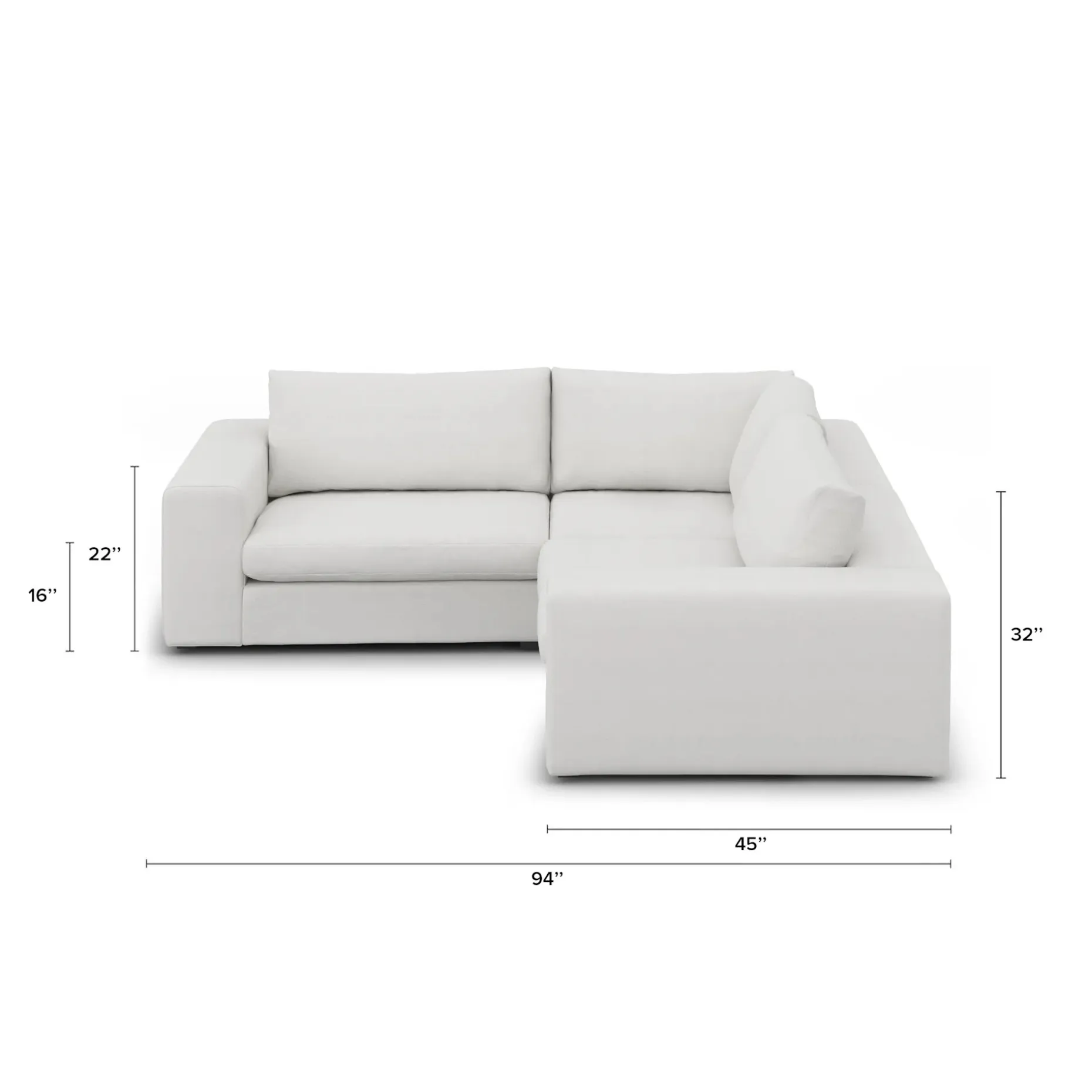 Beta 94" Modular Corner Sectional - Quartz White