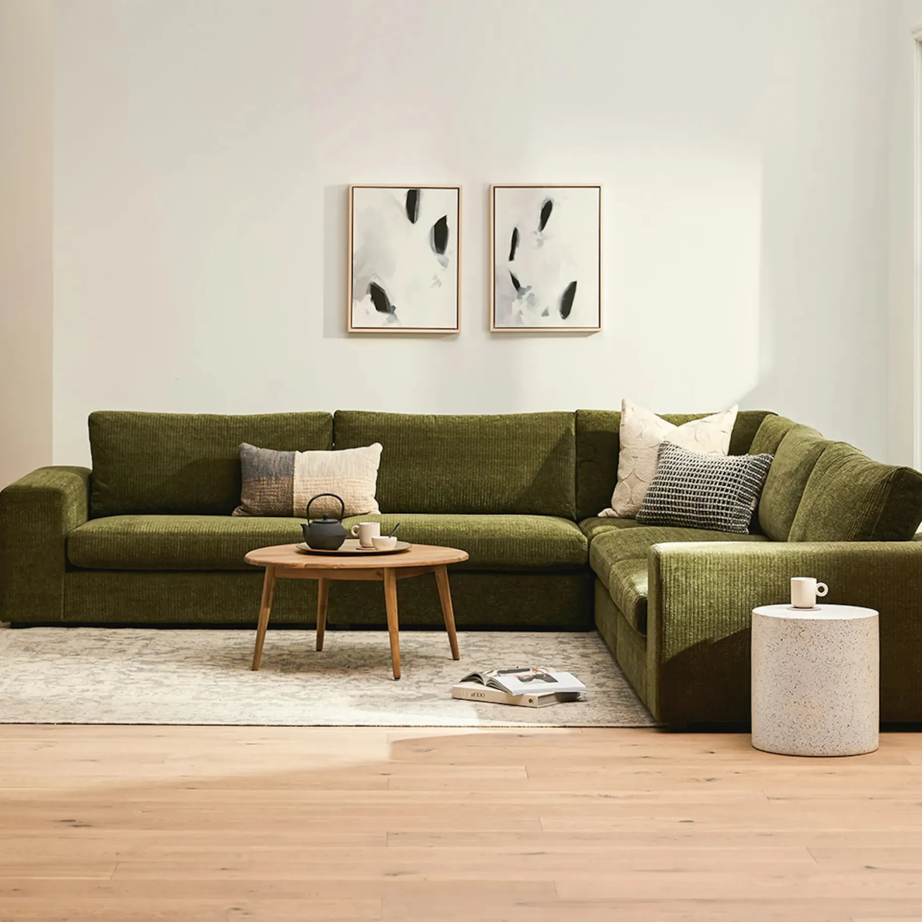 Beta 133.5" Modular Corner Sectional - Cypress Green