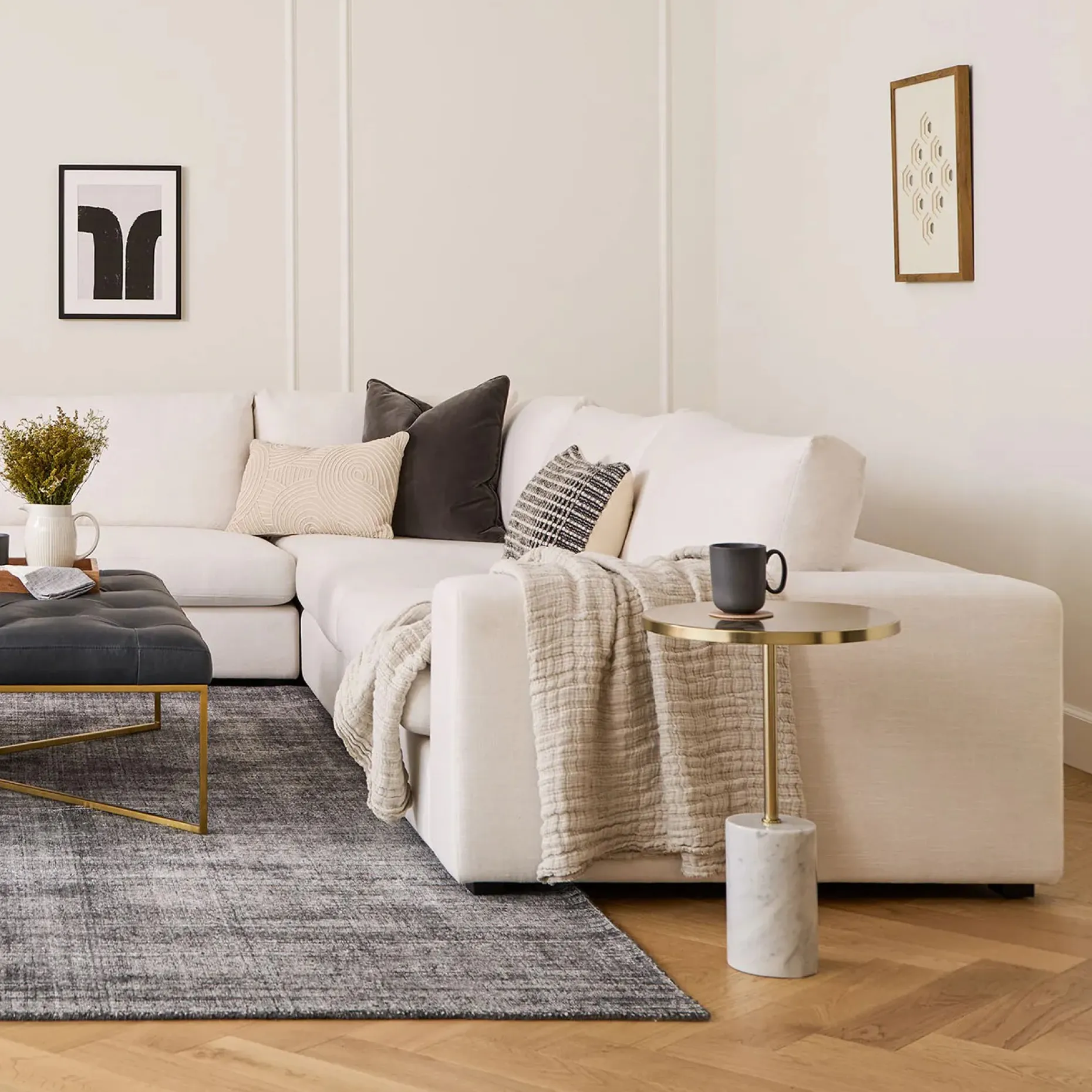 Beta 133.5" Modular Corner Sectional - Quartz White