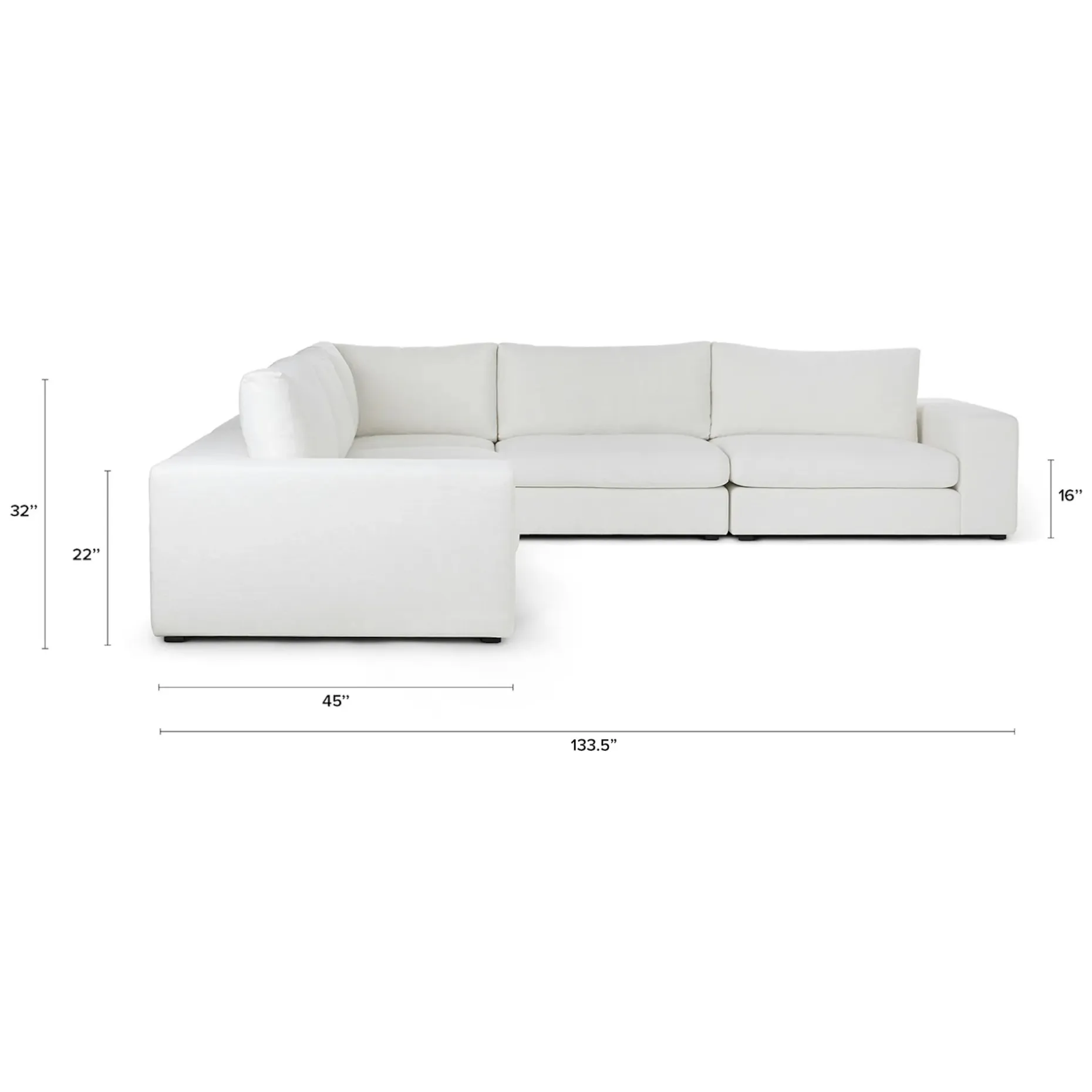 Beta 133.5" Modular Corner Sectional - Quartz White