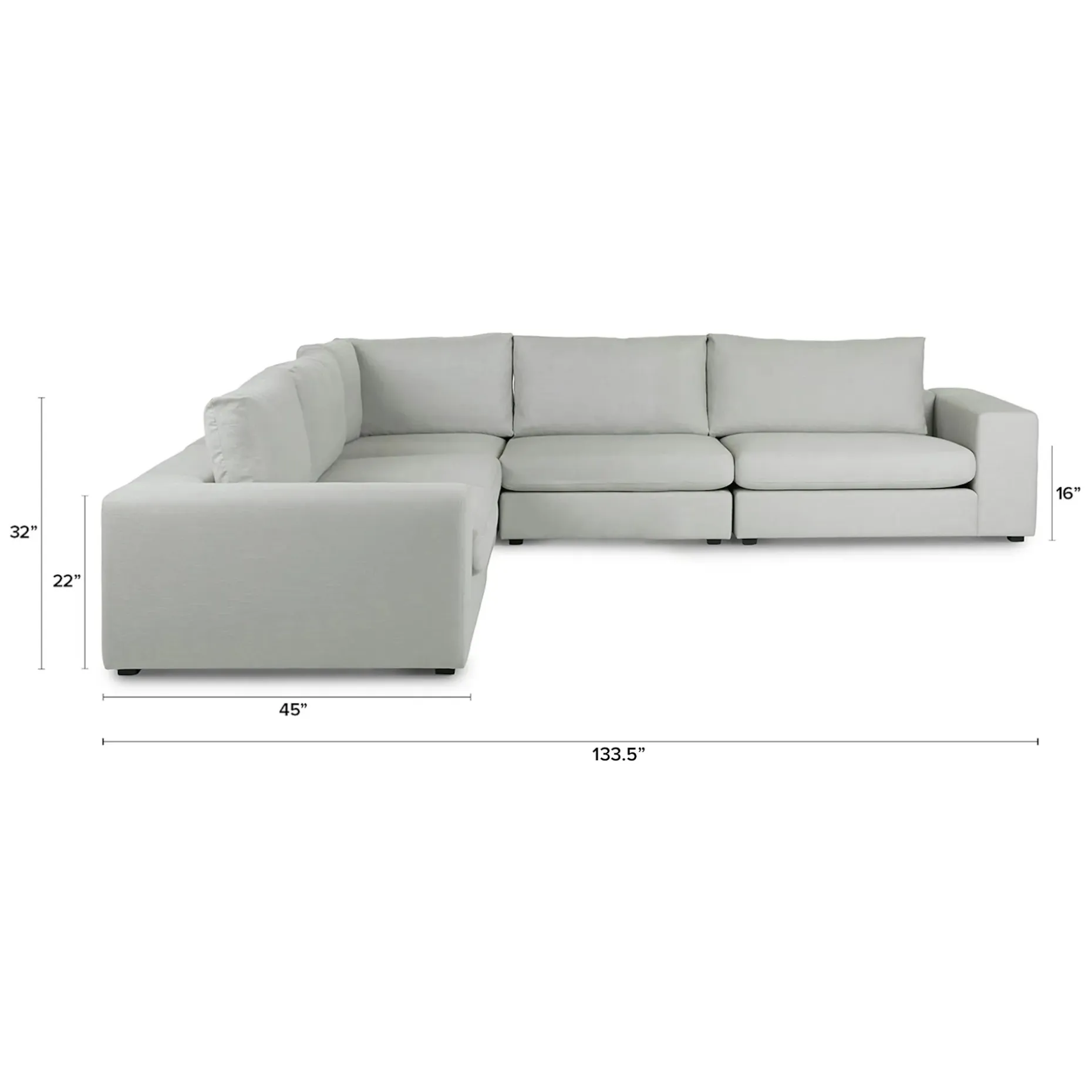 Beta 133.5" Modular Corner Sectional - Welsh Gray