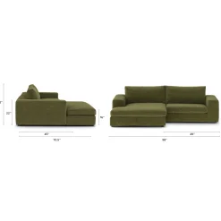 Beta 98" Modular Left Chaise Sectional - Cypress Green