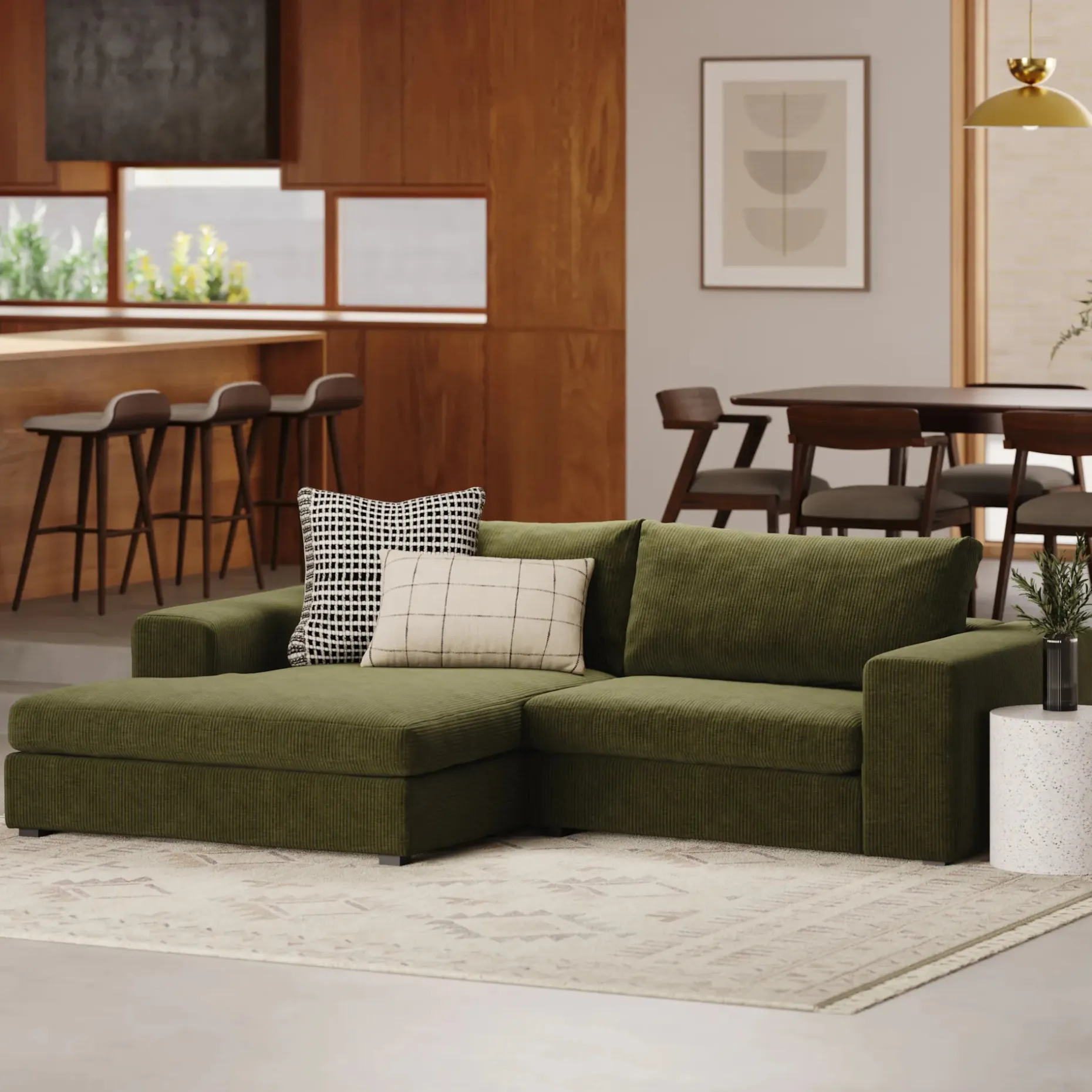 Beta 98" Modular Left Chaise Sectional - Cypress Green