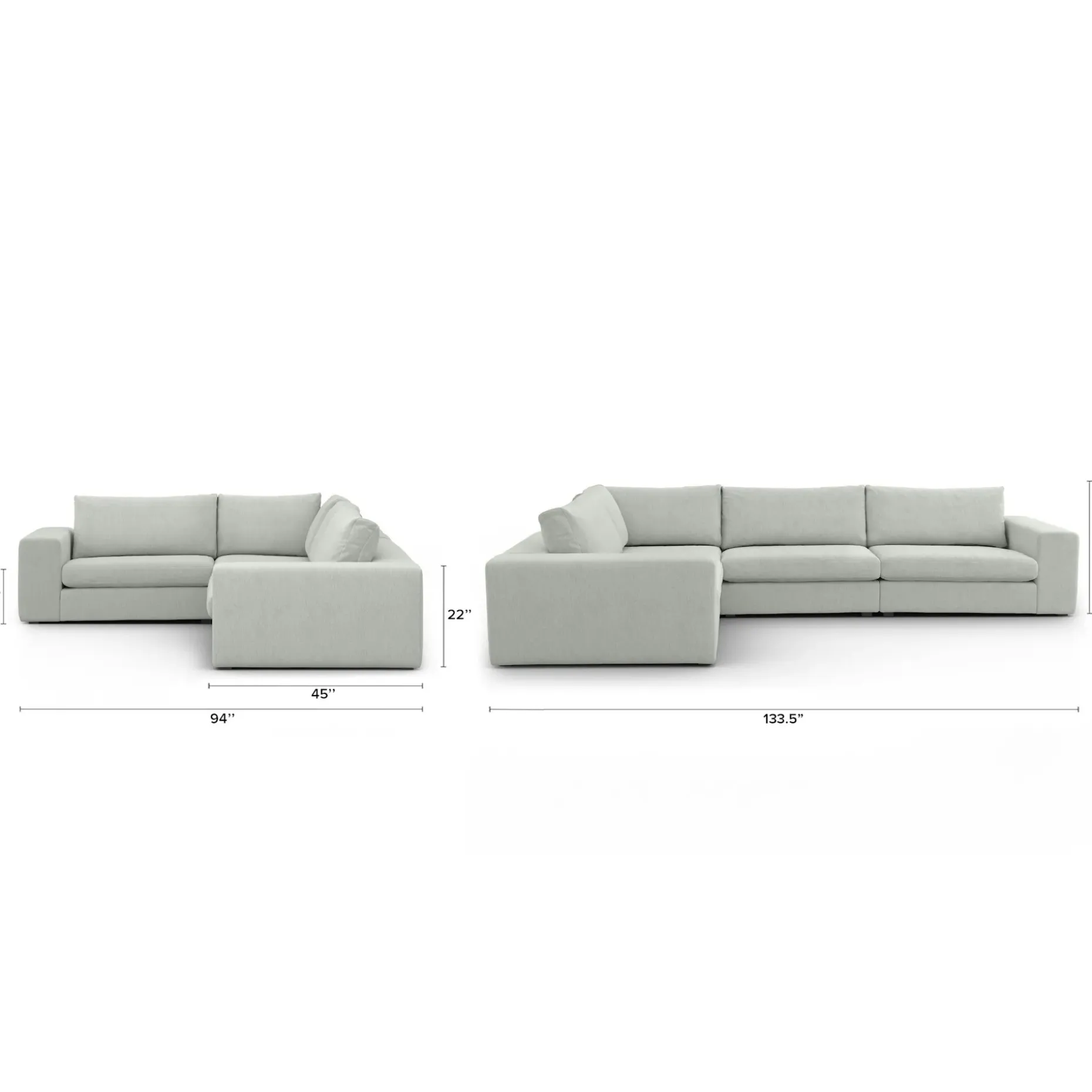 Beta 133.5" Modular L Sectional - Welsh Gray