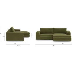 Beta 98" Modular Right Chaise Sectional - Cypress Green