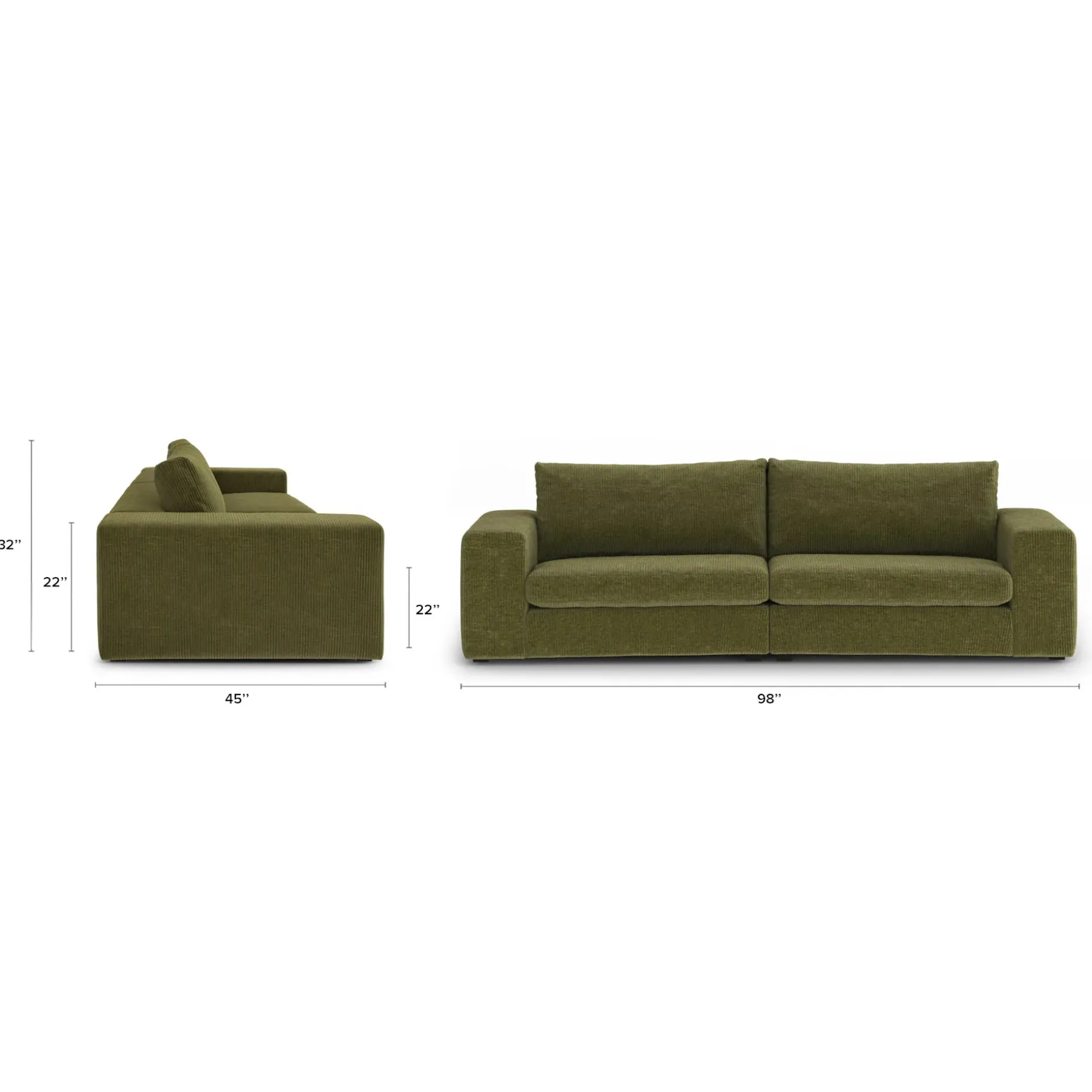 Beta 98" Modular Sofa - Cypress Green