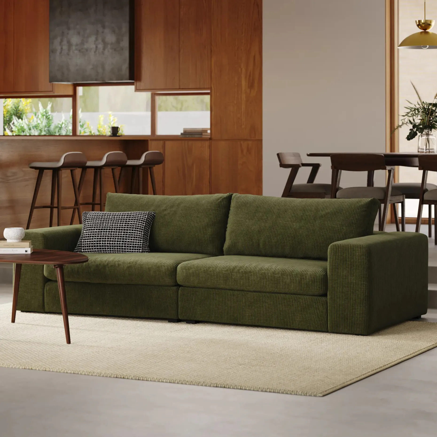 Beta 98" Modular Sofa - Cypress Green