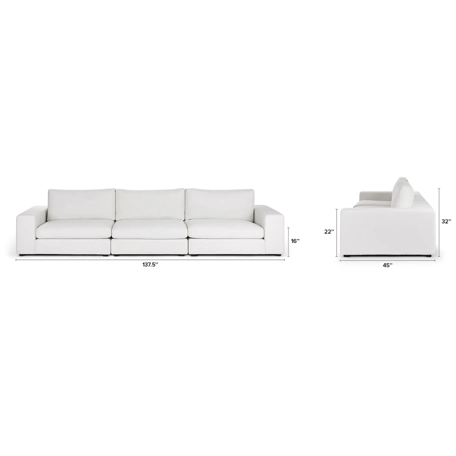 Beta 137" Modular Sofa - Quartz White
