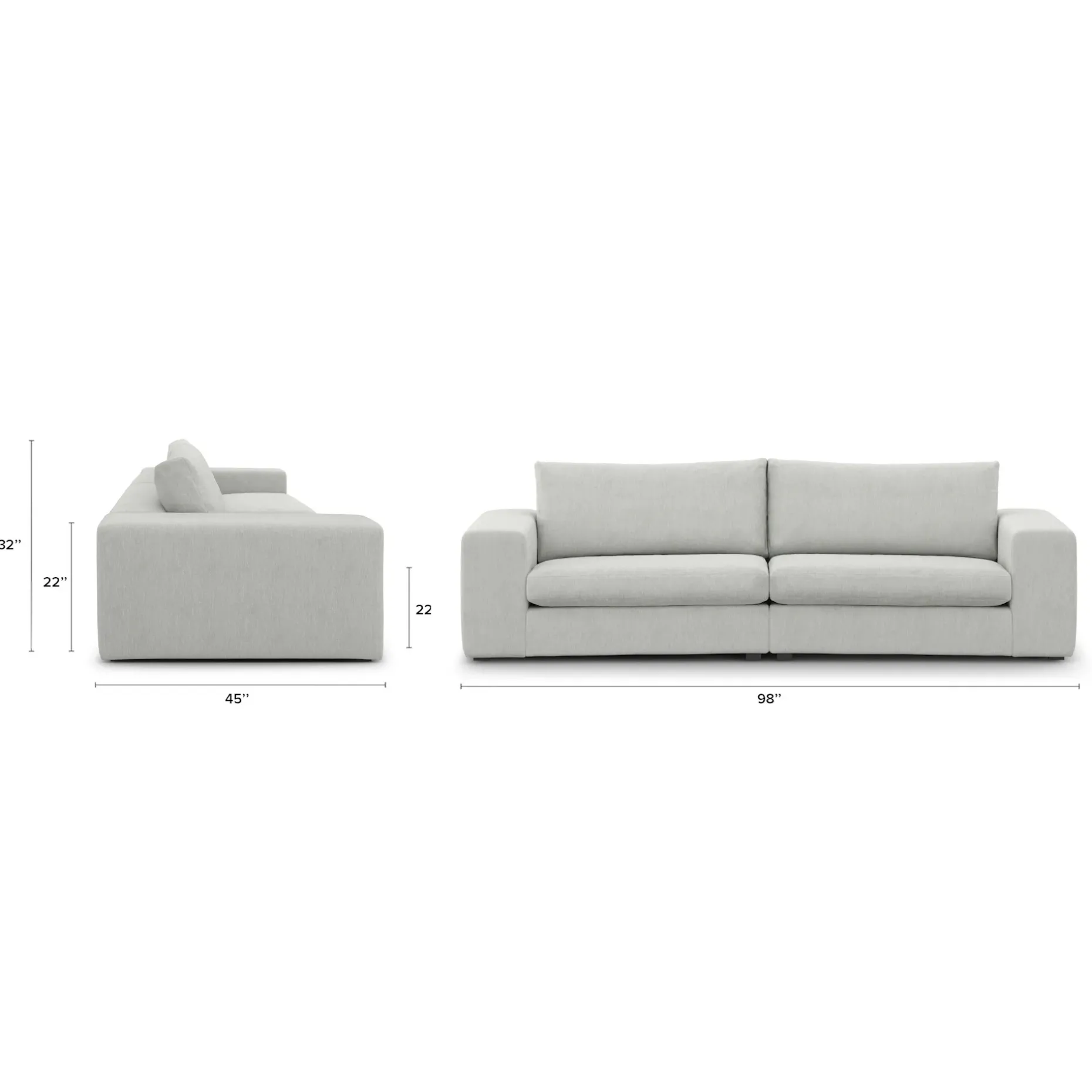 Beta 98" Modular Sofa - Welsh Gray