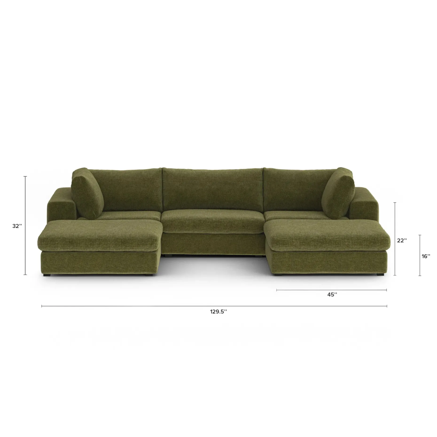 Beta 129.5" Modular U Sectional - Cypress Green