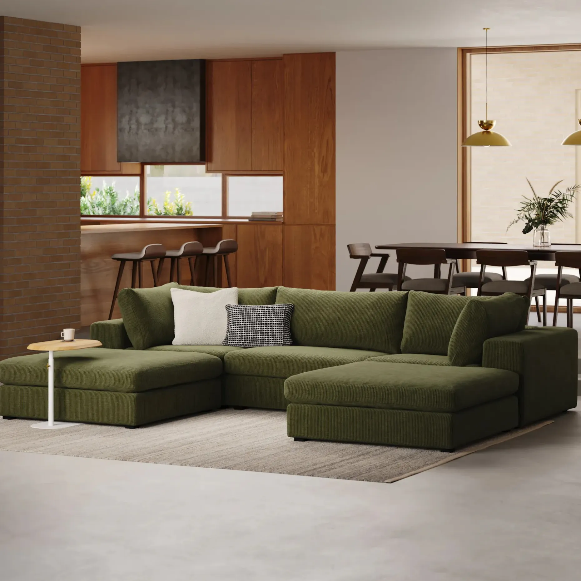 Beta 129.5" Modular U Sectional - Cypress Green