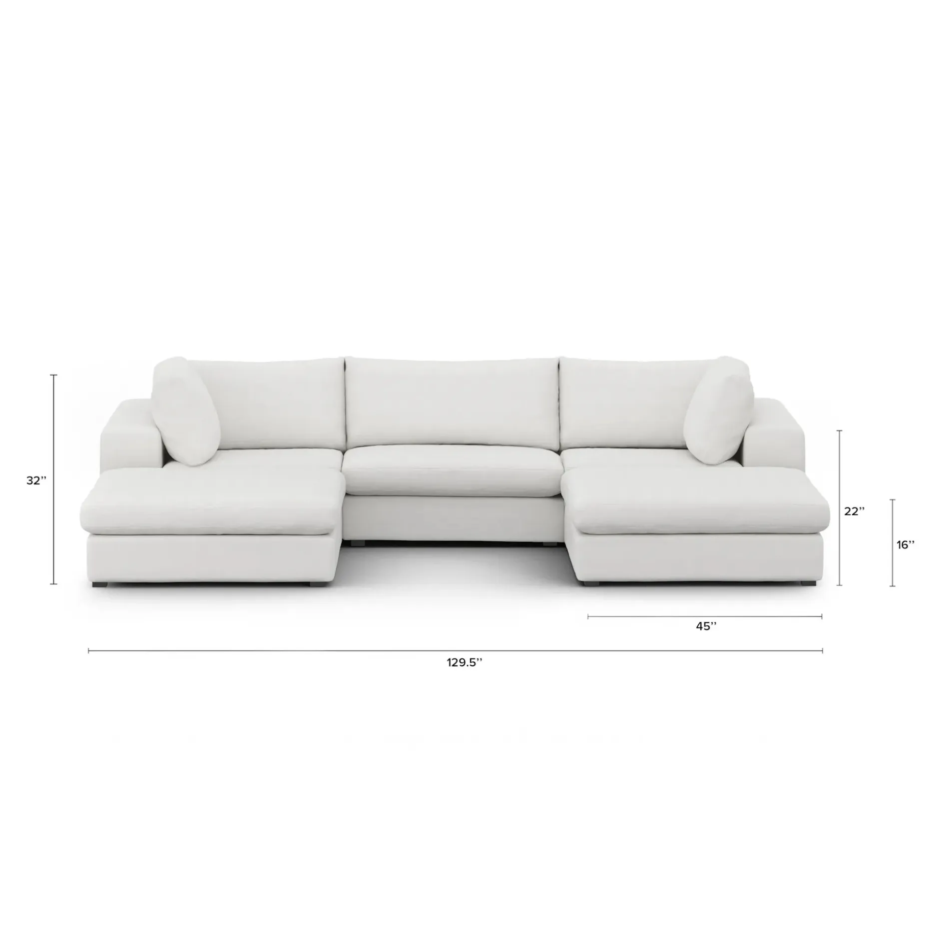 Beta 129.5" Modular U Sectional - Quartz White
