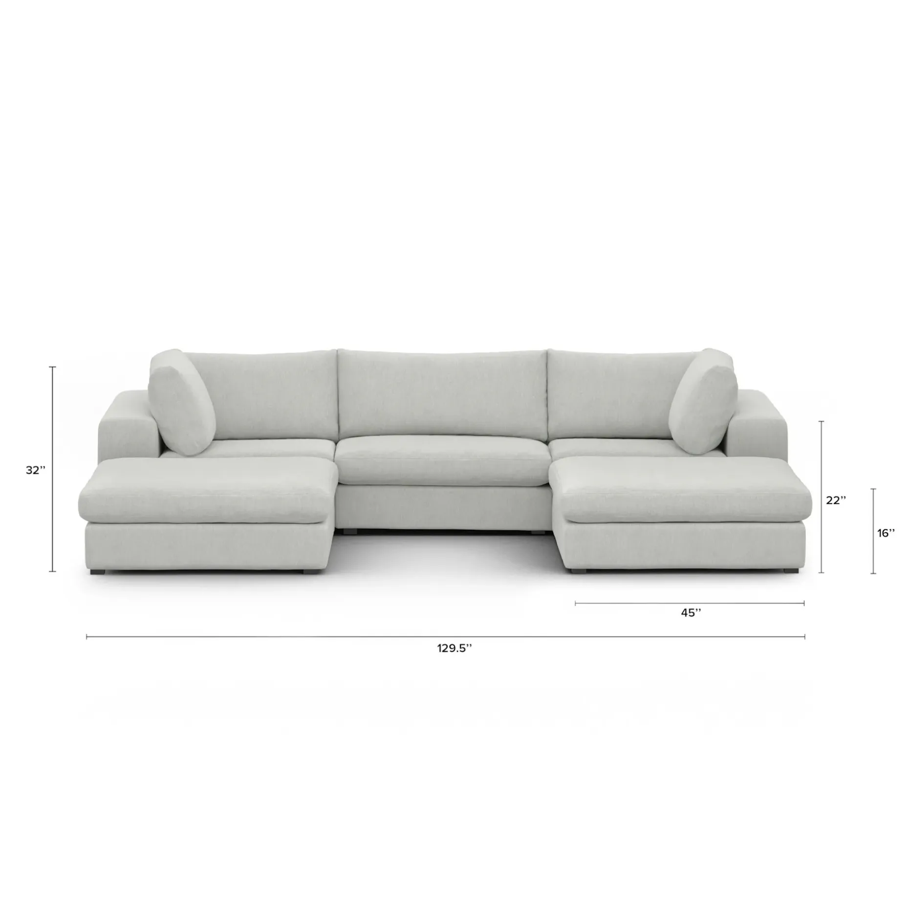 Beta 129.5" Modular U Sectional - Welsh Gray