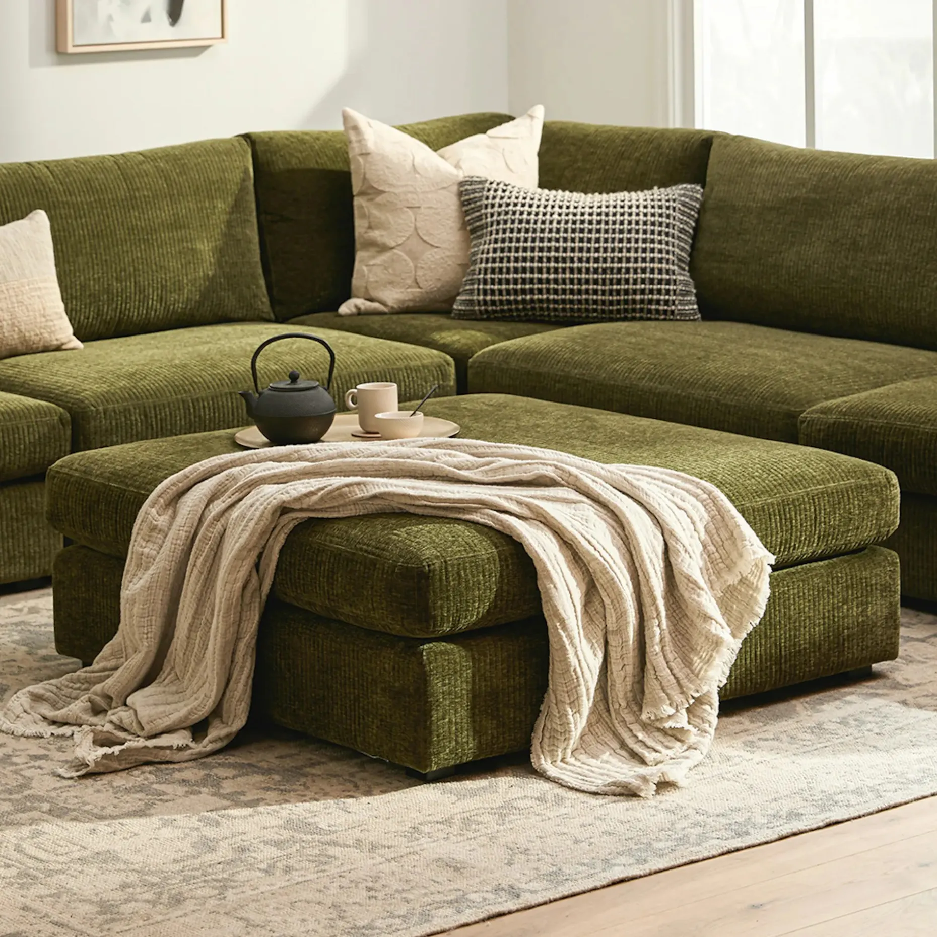 Beta 45" Ottoman - Cypress Green