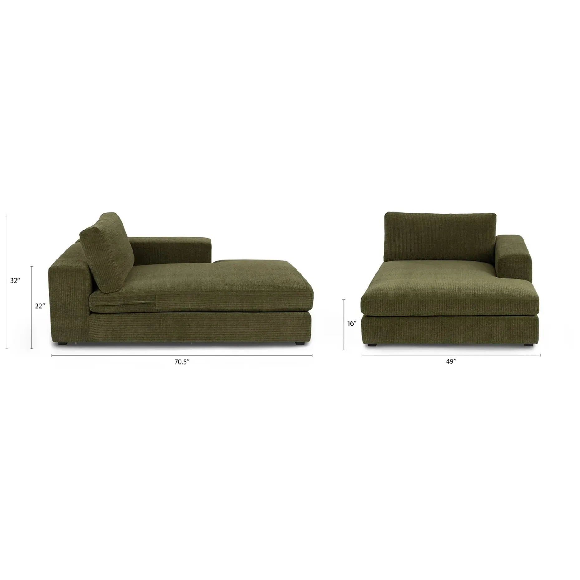 Beta 49" Right Chaise Module - Cypress Green