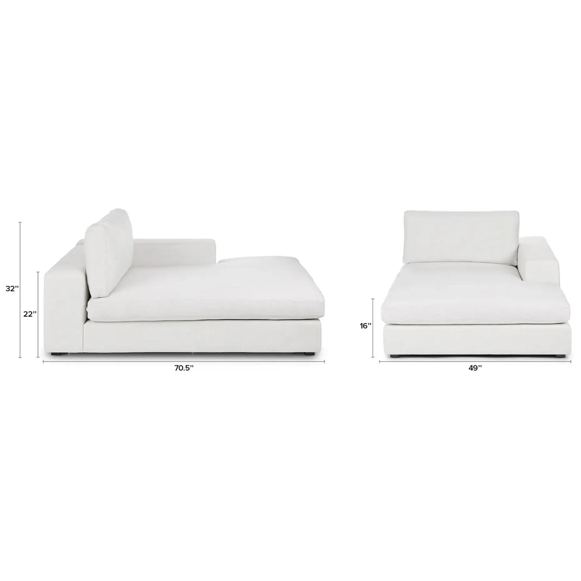 Beta 49" Right Chaise Module - Quartz White