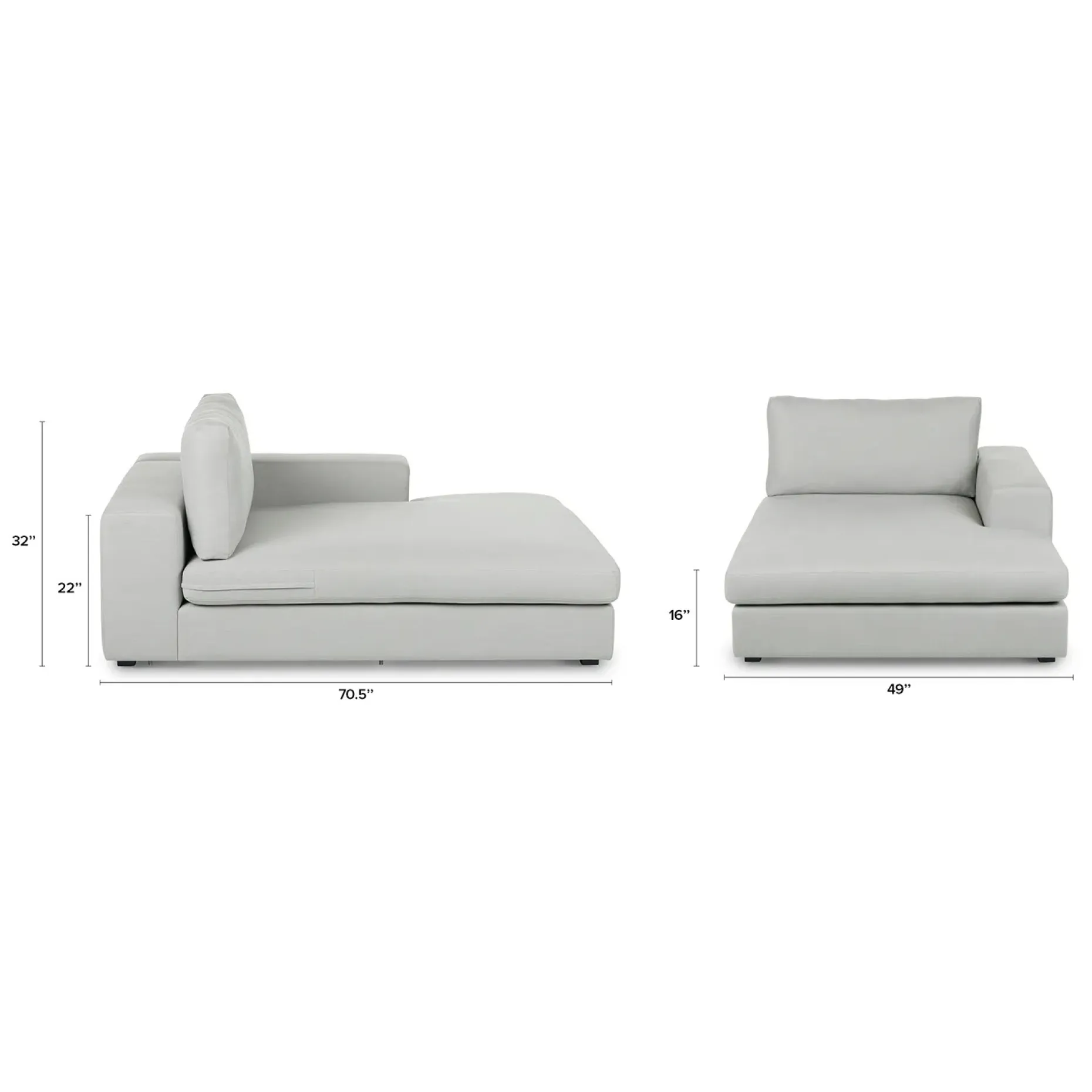 Beta 49" Right Chaise Module - Welsh Gray