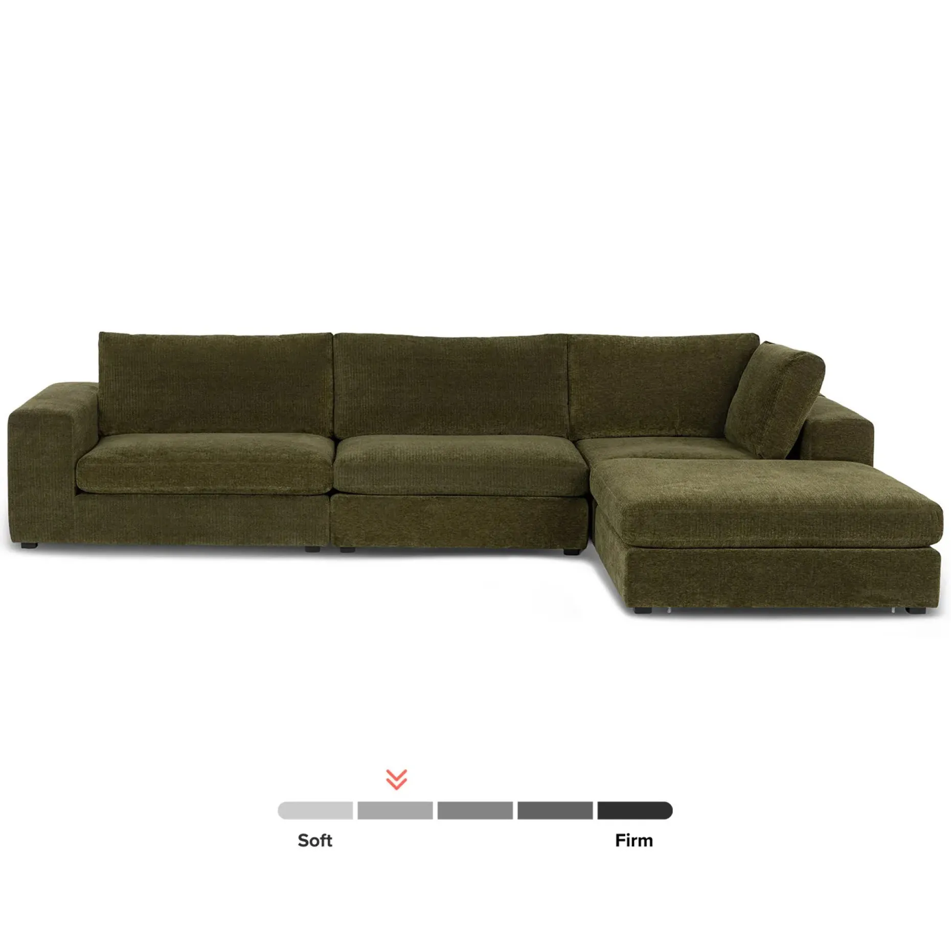 Beta 133.5" Right Modular Sectional - Cypress Green