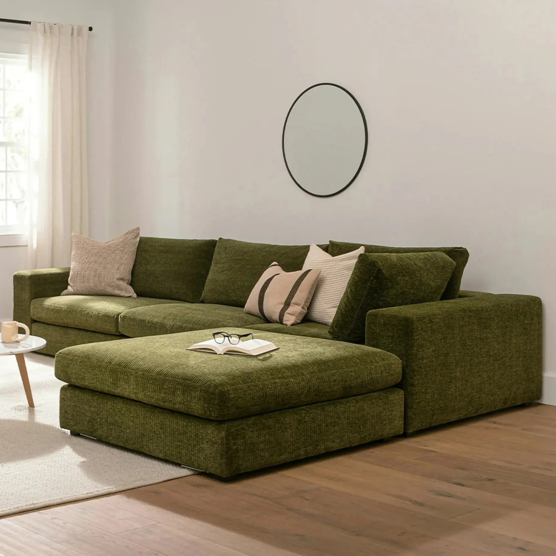 Beta 133.5" Right Modular Sectional - Cypress Green