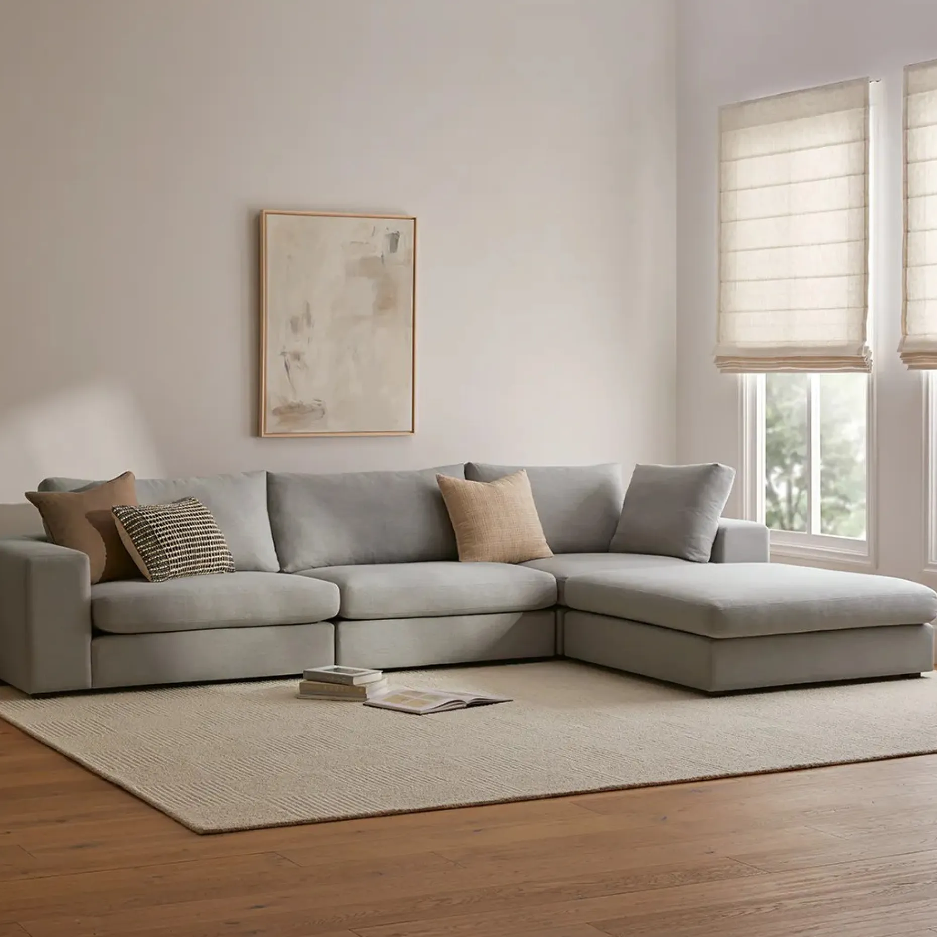 Beta 133.5" Right Modular Sectional - Welsh Gray