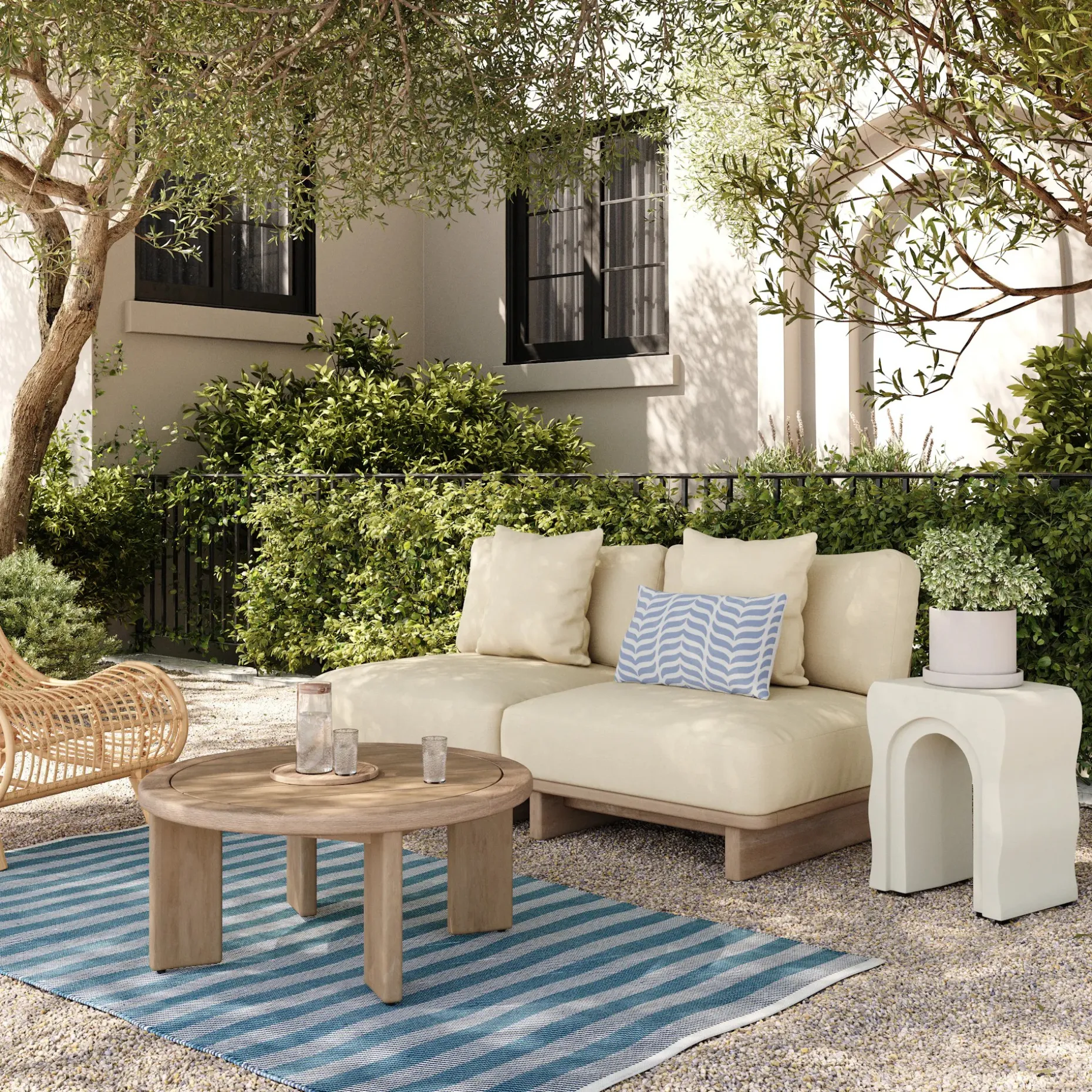 Bixby Outdoor Concrete Side Table - Natural White