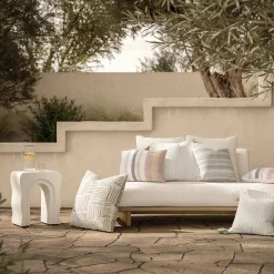 Bixby Outdoor Concrete Side Table - Natural White