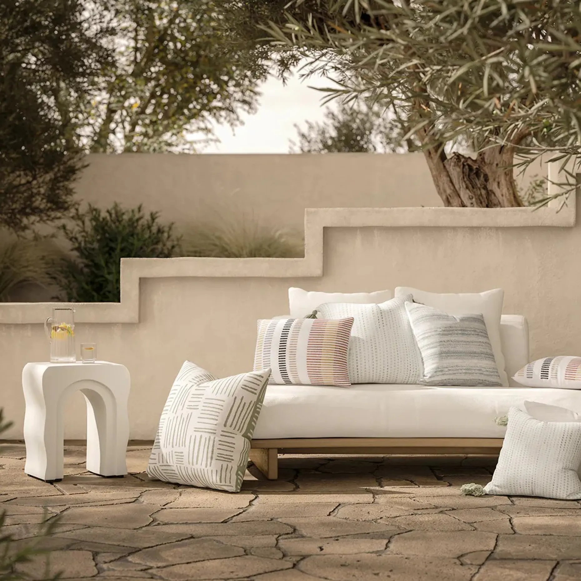 Bixby Outdoor Concrete Side Table - Natural White