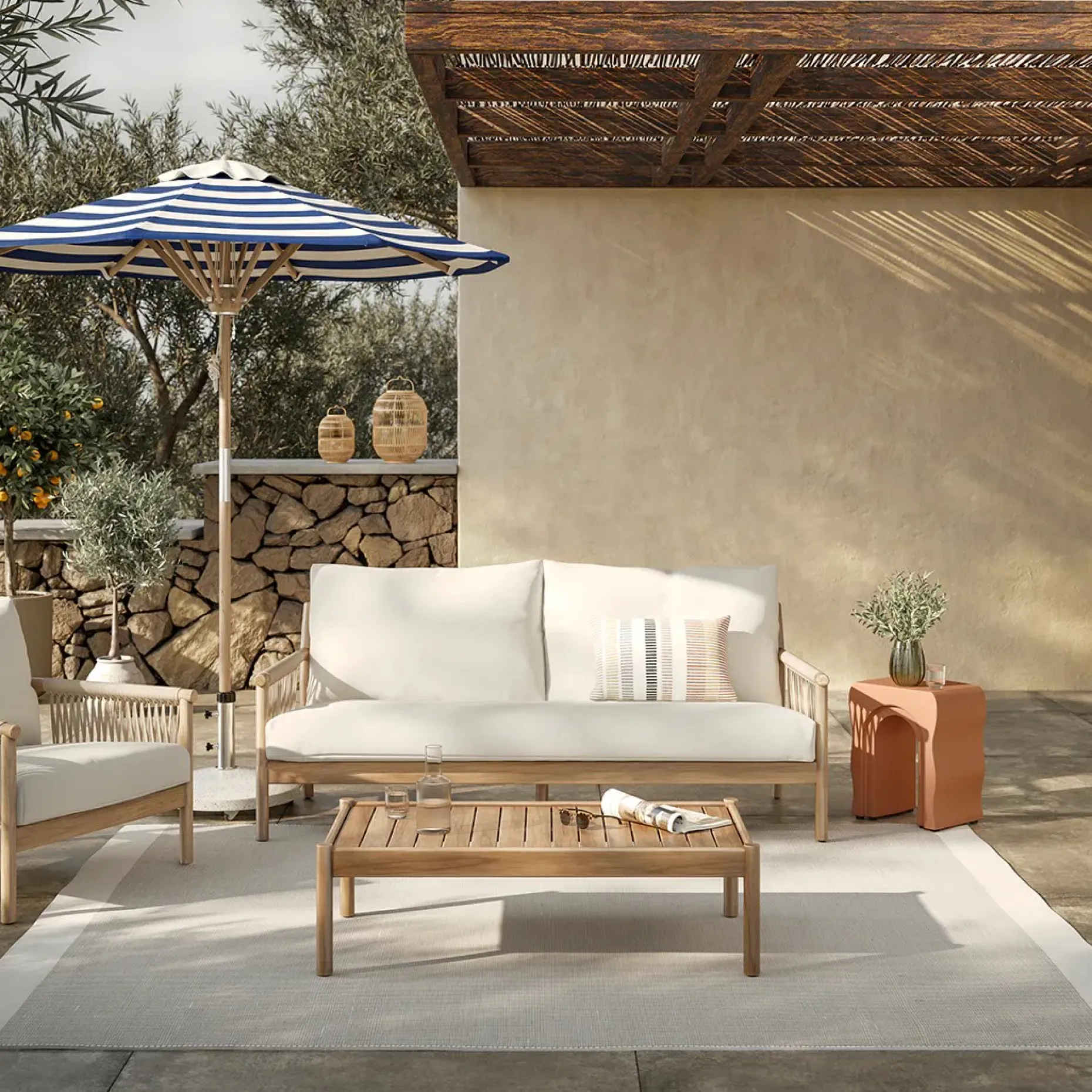 Bixby Outdoor Concrete Side Table - Ochre Brown