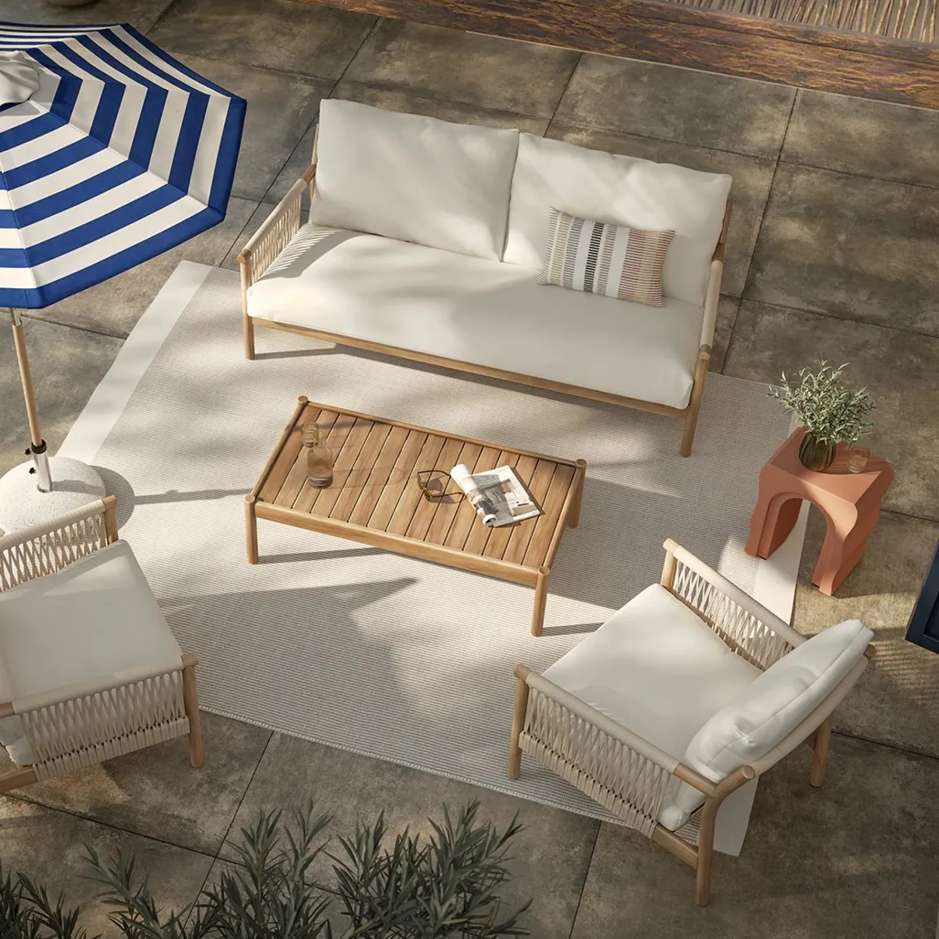 Bixby Outdoor Concrete Side Table - Ochre Brown