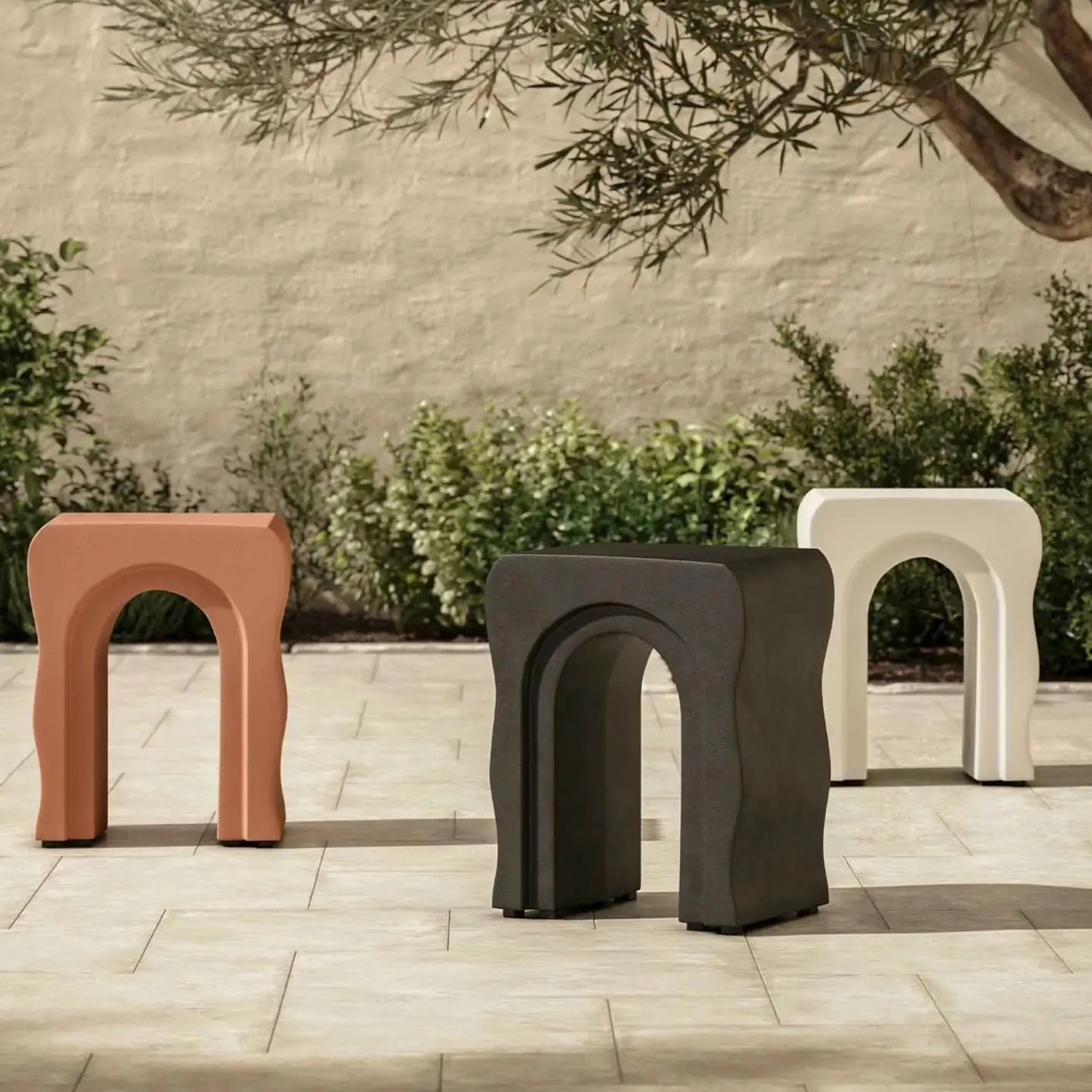 Bixby Outdoor Concrete Side Table - Ochre Brown