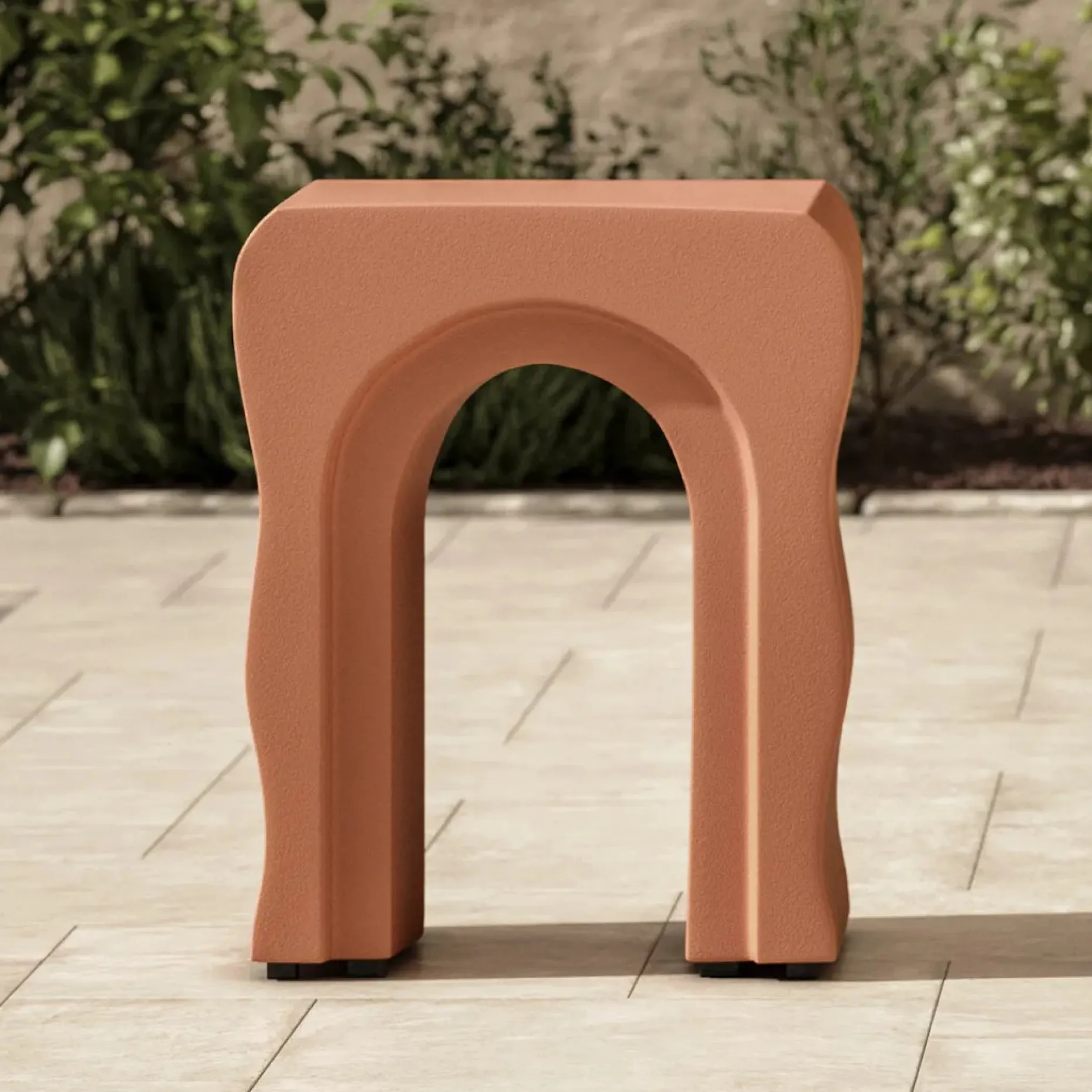 Bixby Outdoor Concrete Side Table - Ochre Brown