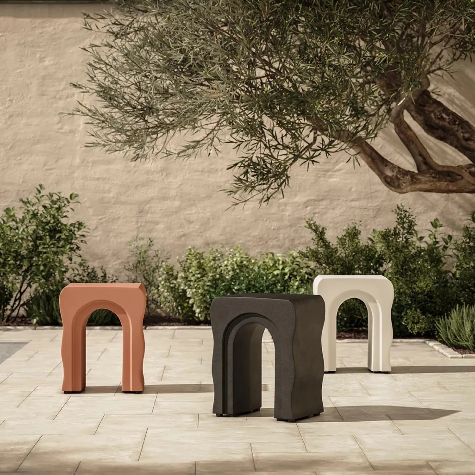 Bixby Outdoor Concrete Side Table - Ochre Brown