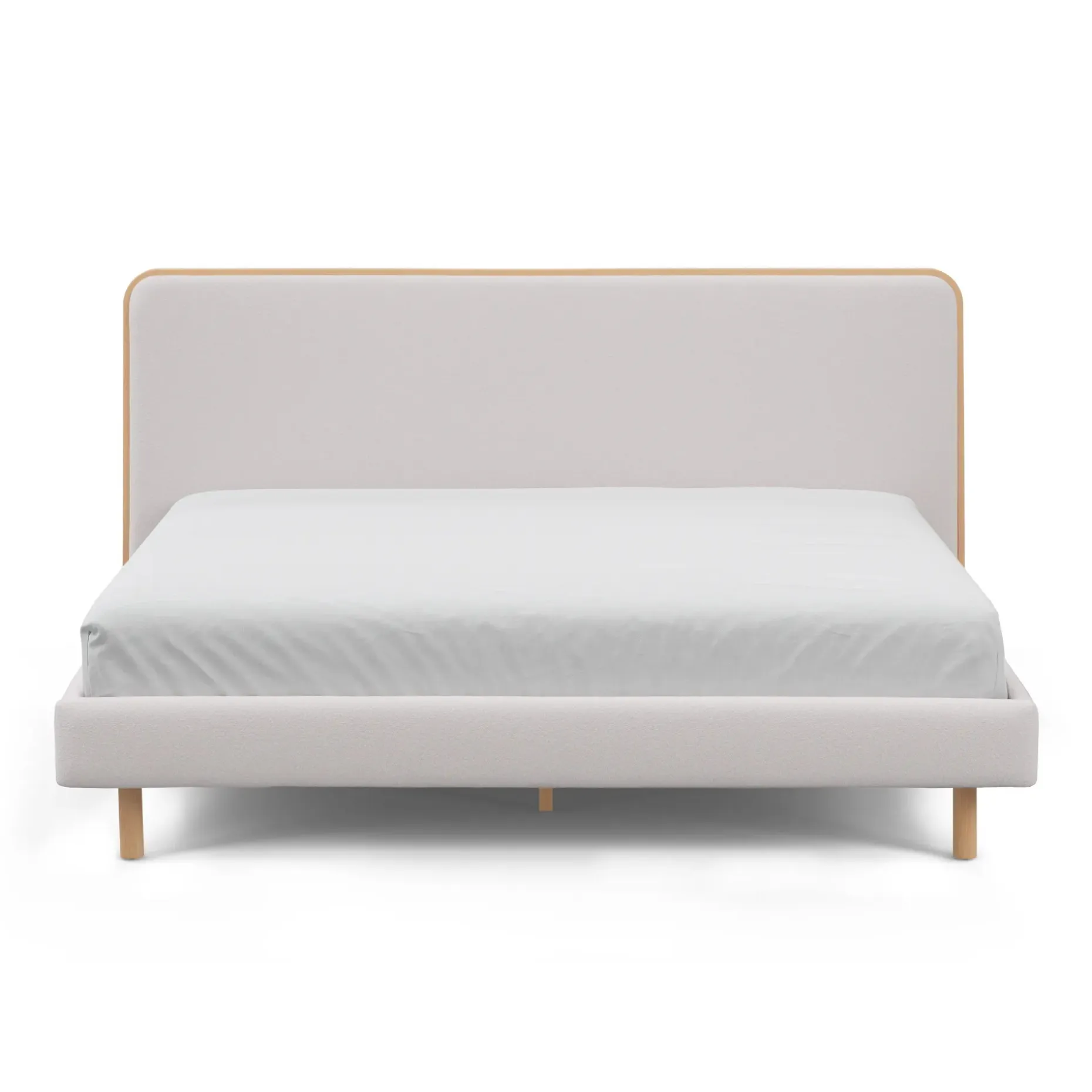 Bjorn King Upholstered Bed - White Oak and Ratine Ivory
