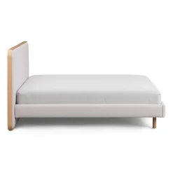 Bjorn King Upholstered Bed - White Oak and Ratine Ivory