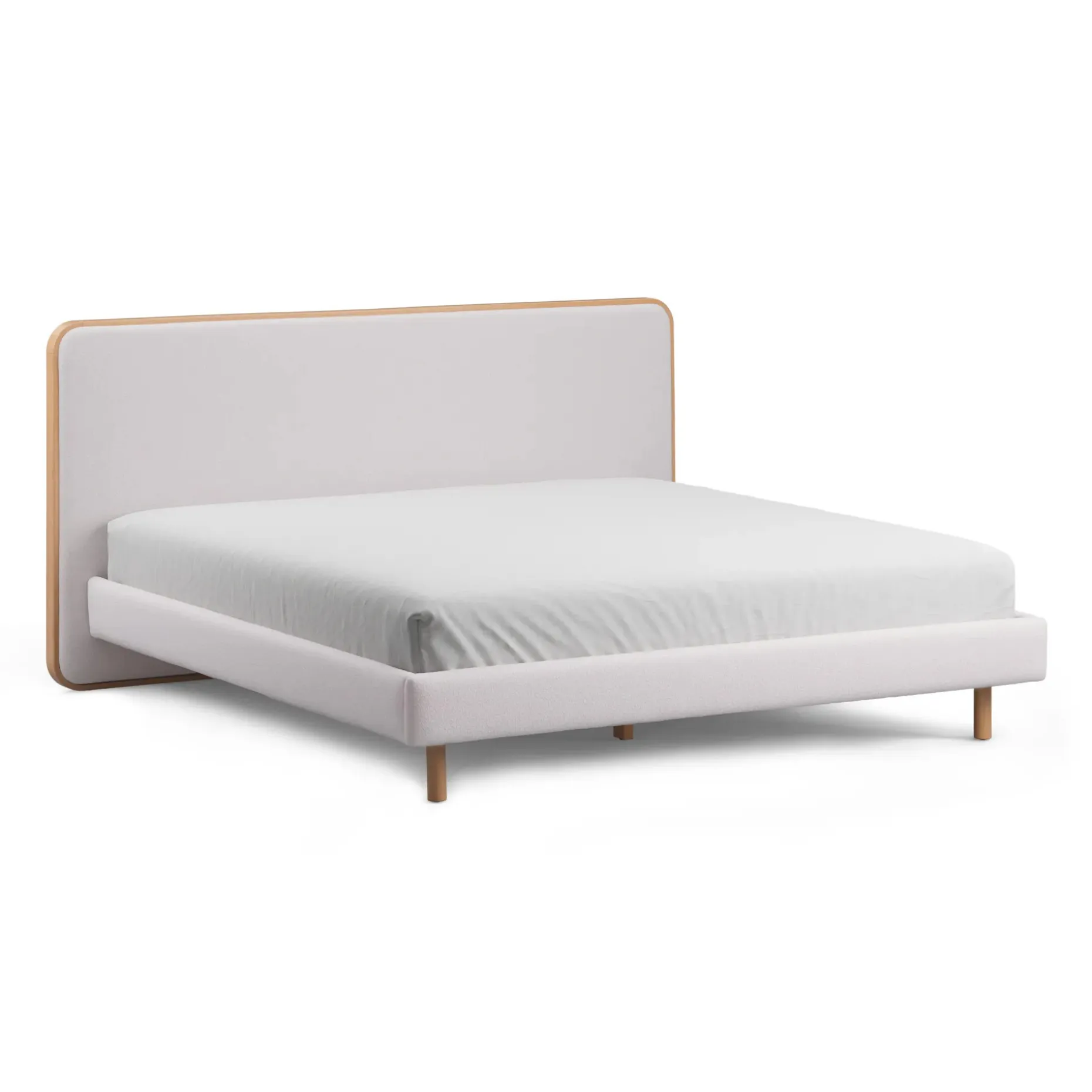Bjorn King Upholstered Bed - White Oak and Ratine Ivory