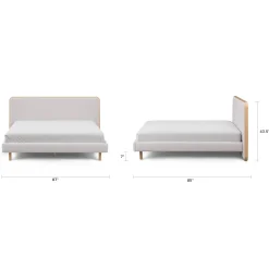 Bjorn King Upholstered Bed - White Oak and Ratine Ivory